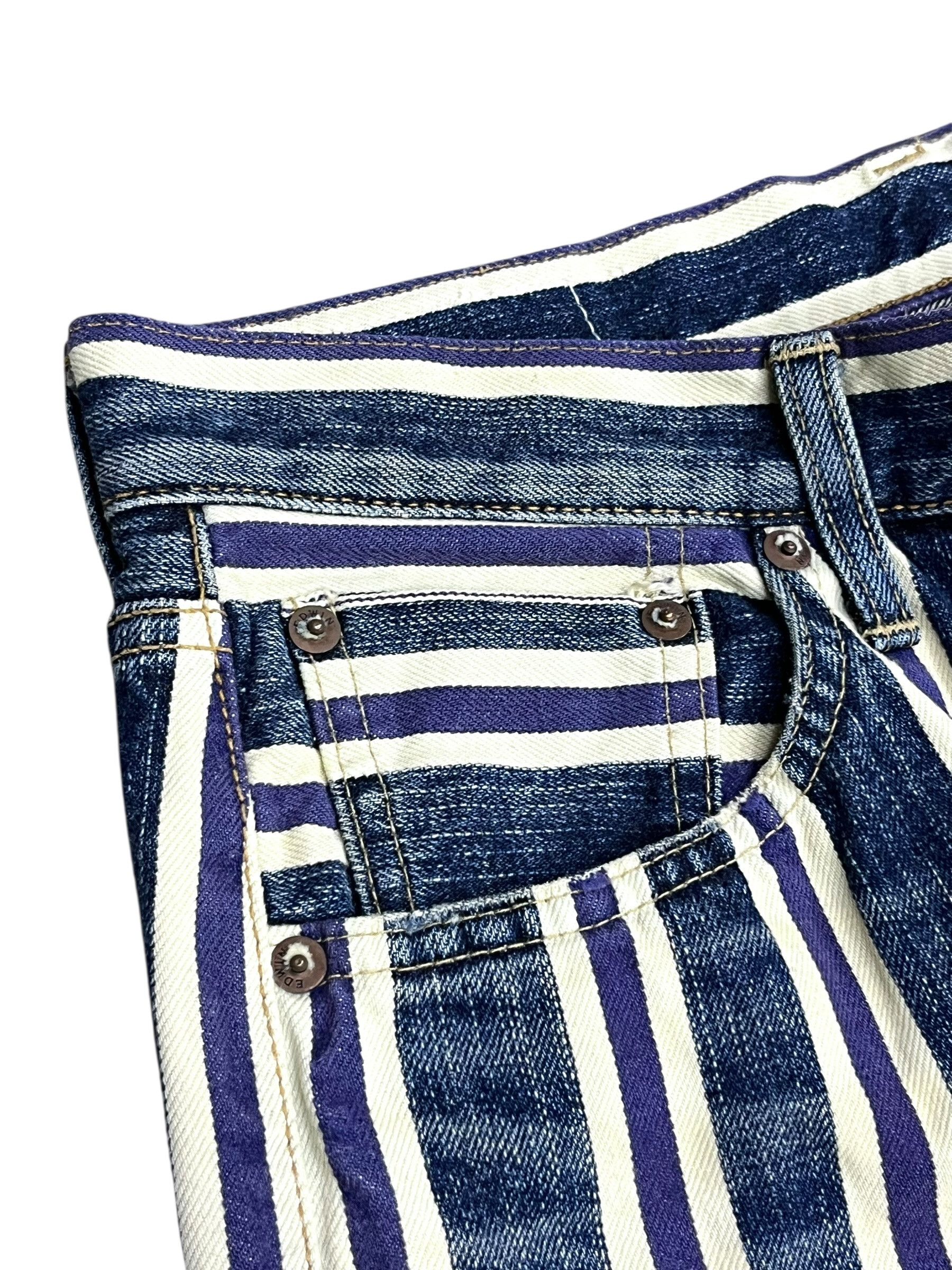 Edwin 🔥EDWIN 13oz Selvedge Punk Runway Purple Stripe Flare Japan Size US 30 / EU 46 - 8 Thumbnail