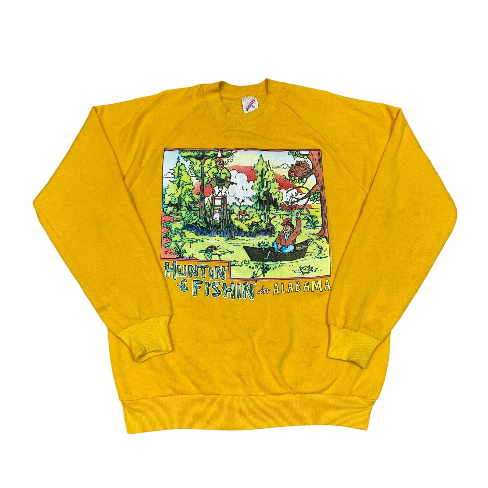 Jerzees × Vintage Vintage 90s Huntin & Fishin in Alabama Crew Sweatshirt XL Size US XL / EU 56 / 4 - 1 Thumbnail