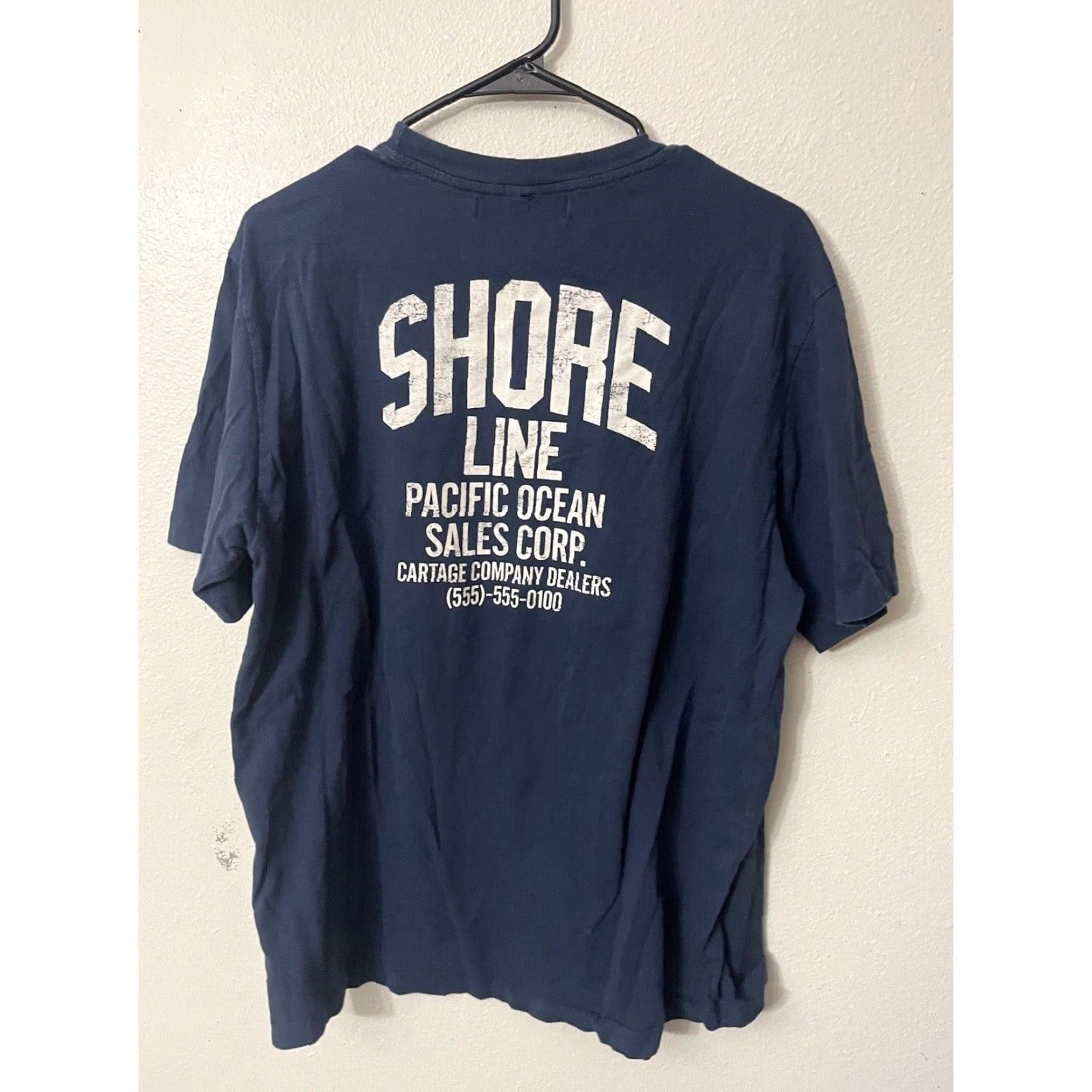 H&M VINTAGE H&M Shirt Mens L Navy Blue Graphic Print 90s Retro Cotton Short Sleeve T-Shirt Warmer Weather/All Seasons Mens Size US L / EU 52-54 / 3 - 3 Thumbnail