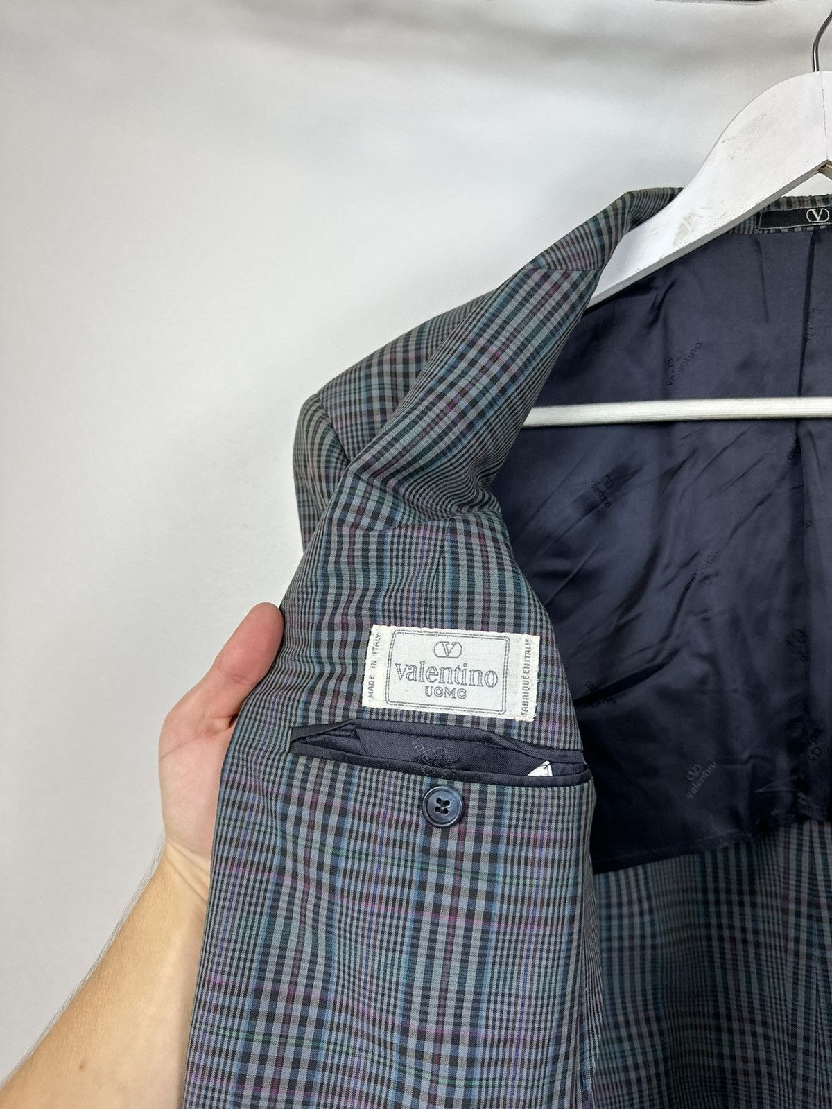 Valentino Vintage 90s Valentino Uomo Checkered Luxury Blazer Jacket Size 42R - 13 Thumbnail