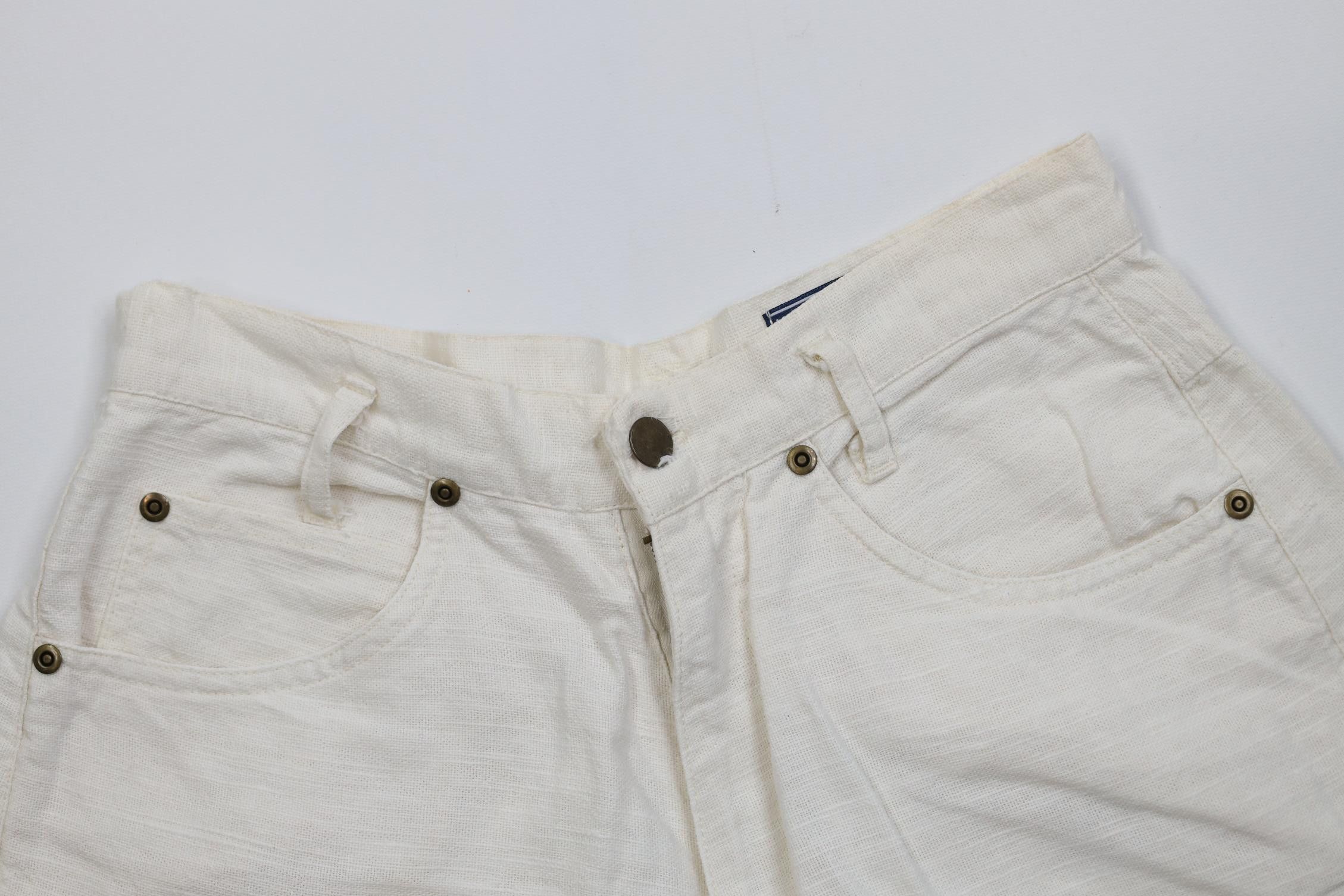 Vintage Vintage 80s 90s Streetwear Weave Shorts Cream Ramie Cotton Size 30" / US 8 / IT 44 - 2 Thumbnail