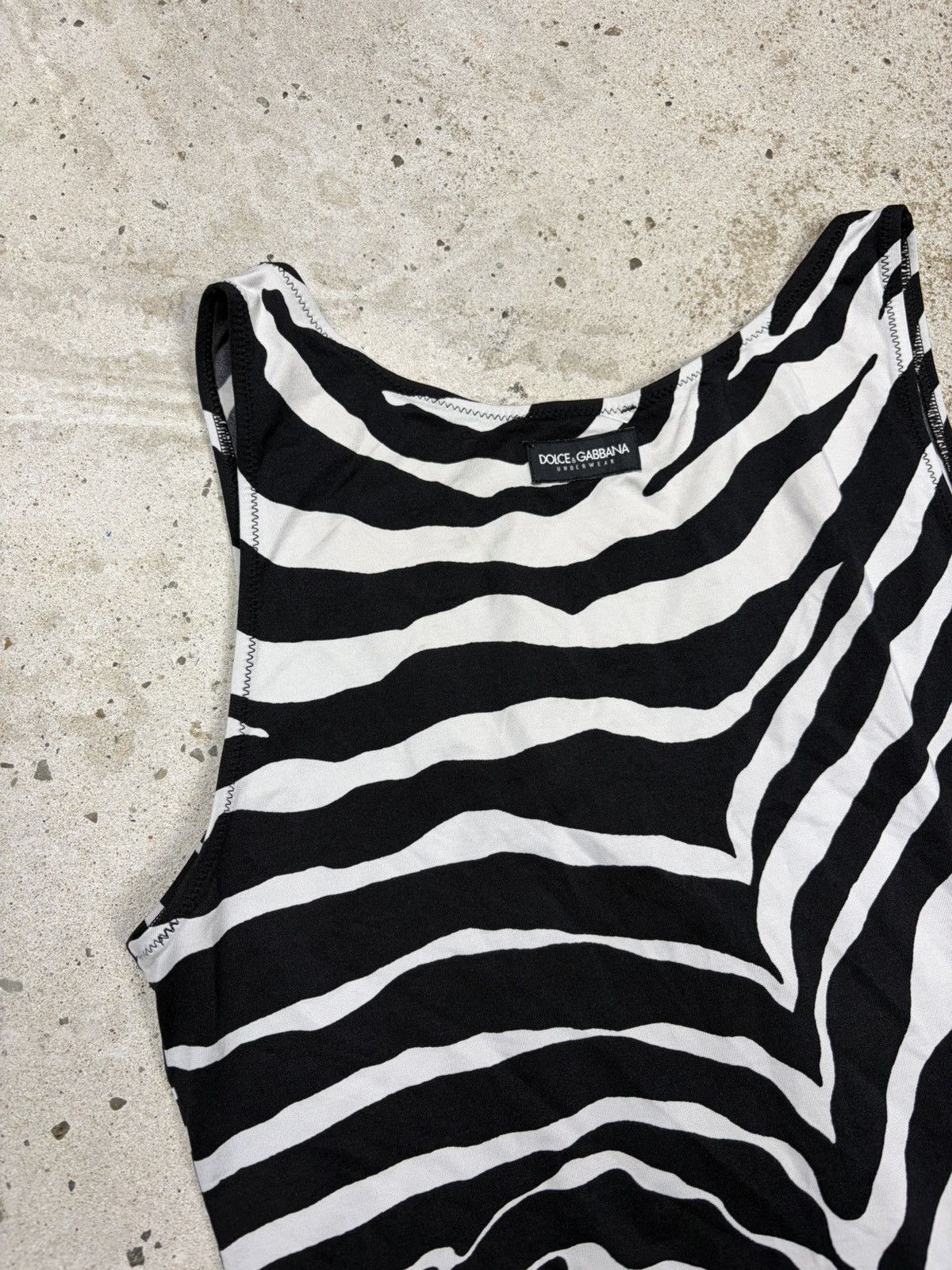 Dolce & Gabbana Vintage 2000s Dolce & Gabbana Underwear Zebra Print Tank Size S / US 4 / IT 40 - 12 Thumbnail