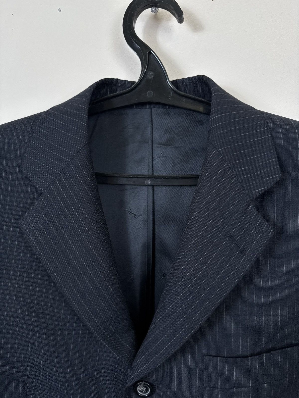Yves Saint Laurent Vintage Yves Saint Laurent Blazer YSL Black Striped L Jacket Size 50R - 16 Thumbnail