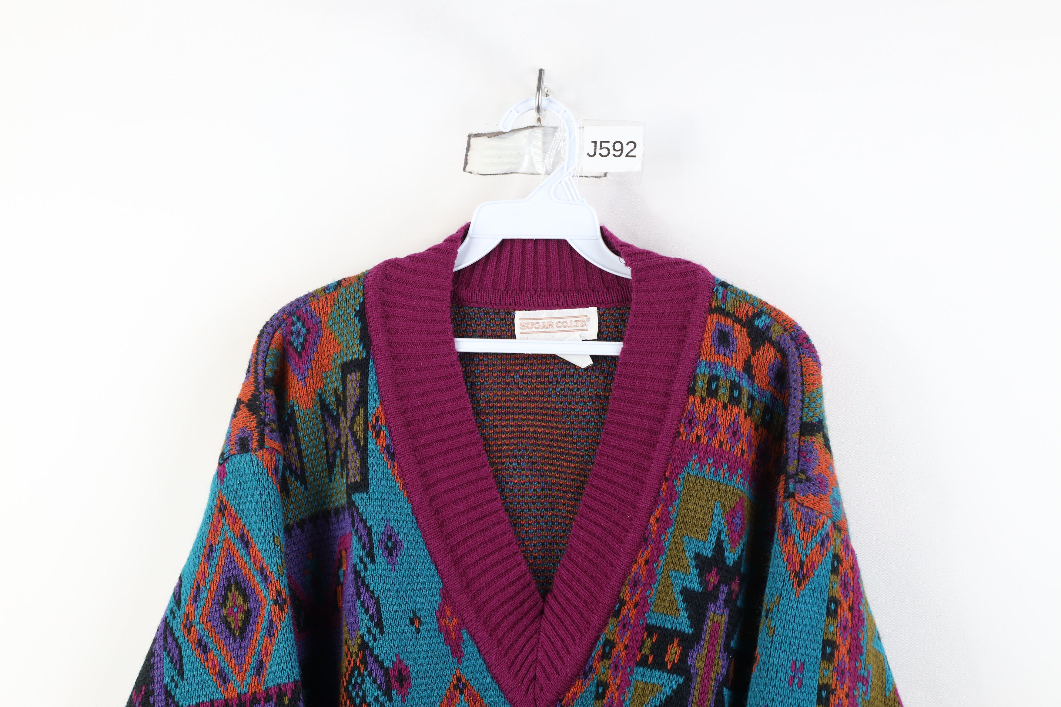 Vintage Vintage 90s Streetwear Southwestern Knit V-Neck Sweater Size L / US 10 / IT 46 - 2 Thumbnail