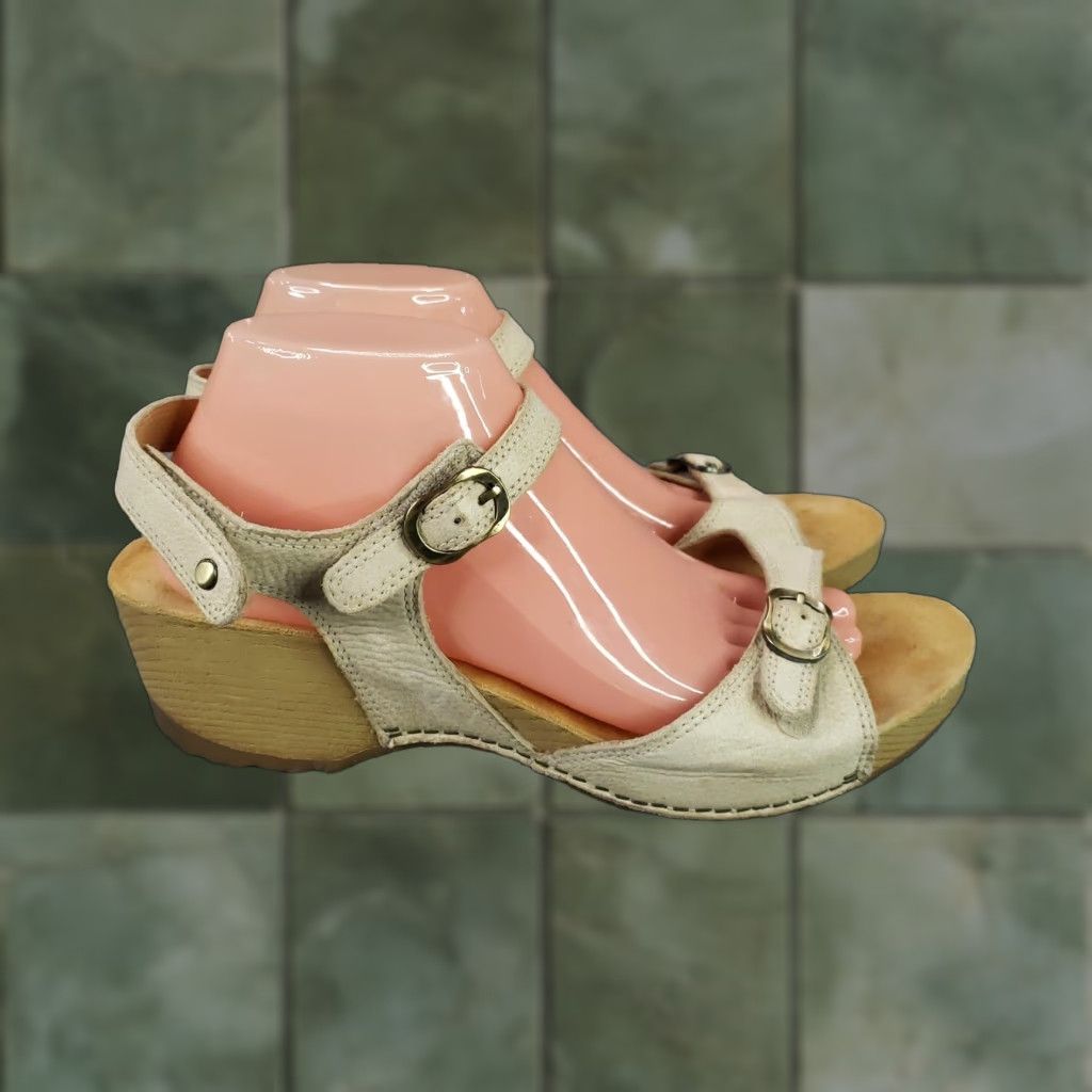Dansko Dansko Sandals Beige Leather Wedge Heel Ankle Strap Comfort Womens Size 11 Shoes Size US 11 / IT 41 - 1 Thumbnail