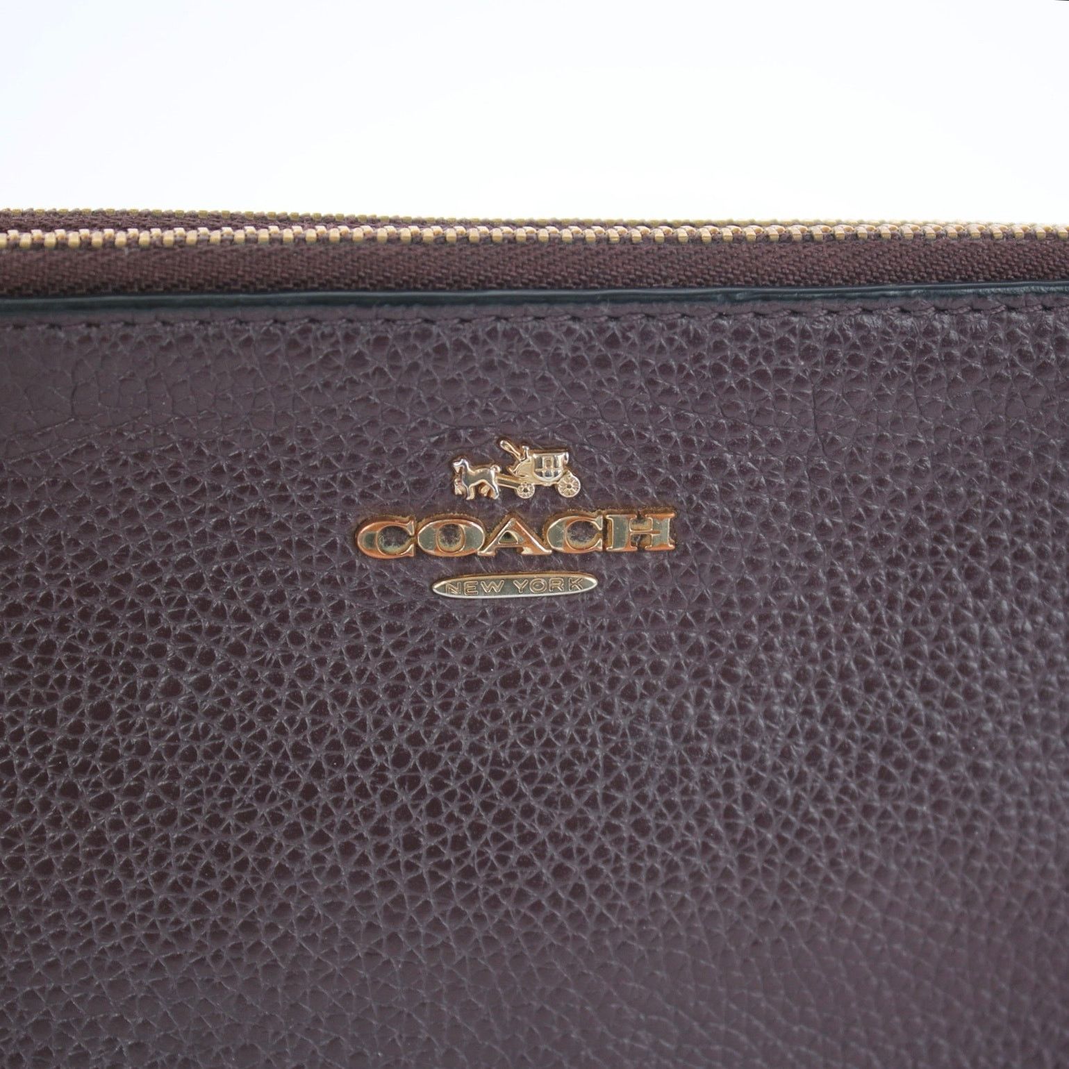 Coach Coach Brown Pebble Leather Double Zip Wristlet F77734 Size ONE SIZE - 8 Thumbnail