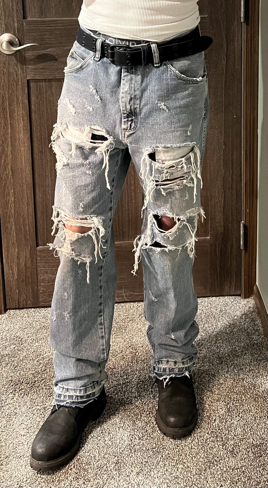 Vintage × Wrangler Wrangler Vintage Distressed Denim 34x32 Size US 34 / EU 50 - 3 Thumbnail