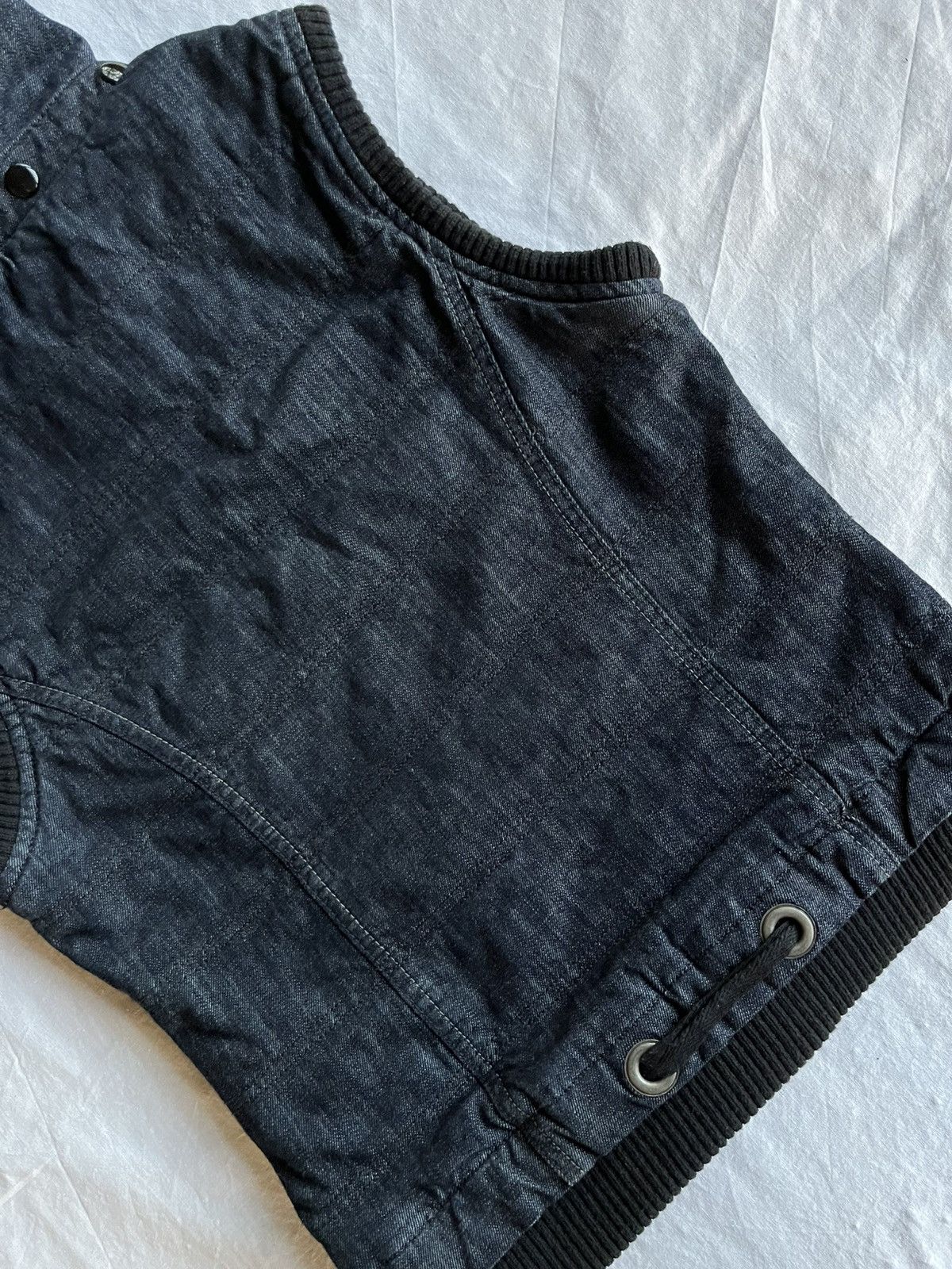 Diesel FITT Vintage Black Denim Hooded Vest Y2K Street Goth Core Size US XS / EU 42 / 0 - 6 Thumbnail