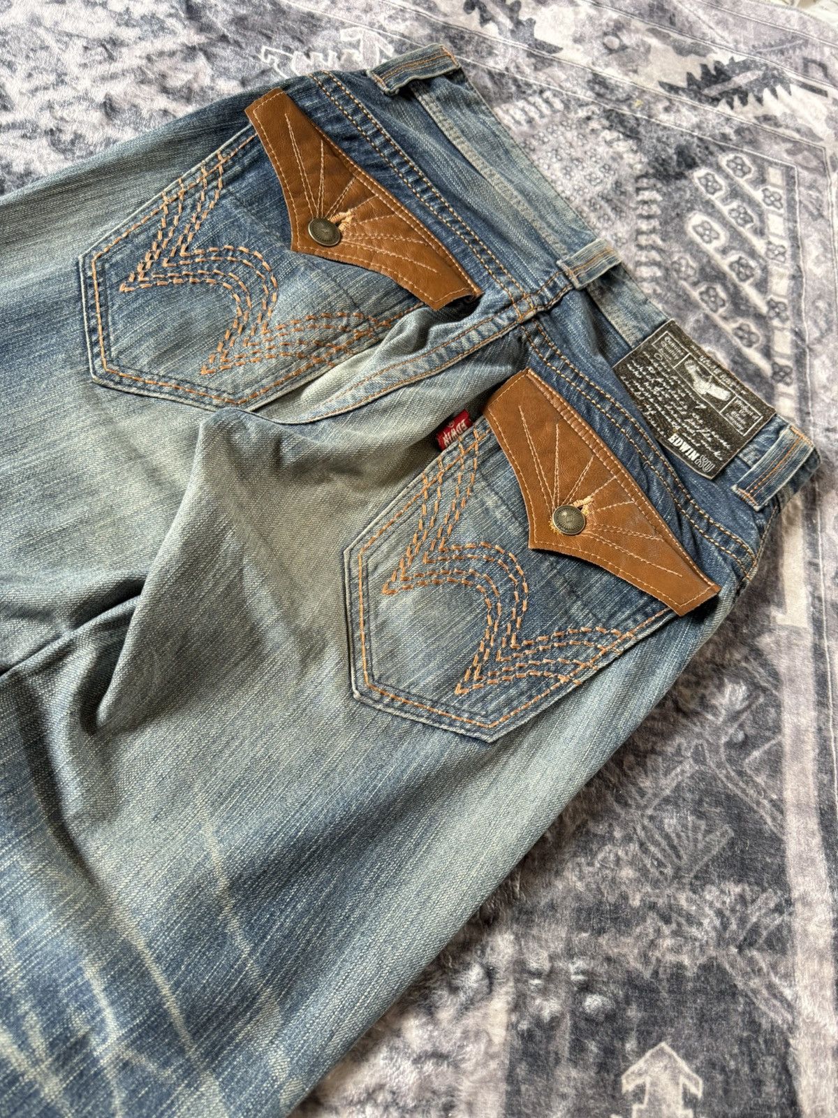 Japanese Brand Edwin 431 XV Over Stitched Western Japanese Flare Jeans Size US 29 - 5 Thumbnail
