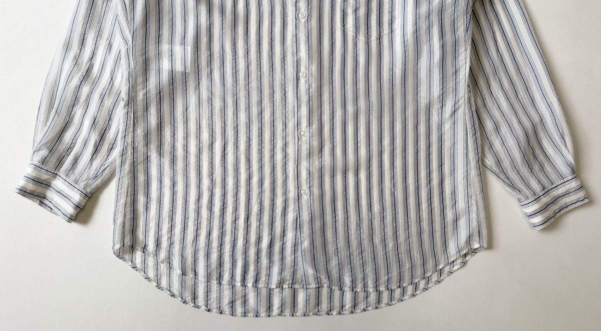 Maison Margiela S/S 20 White/Blue Crinkle Nylon Striped Shirt Size US XL / EU 56 / 4 - 12 Thumbnail