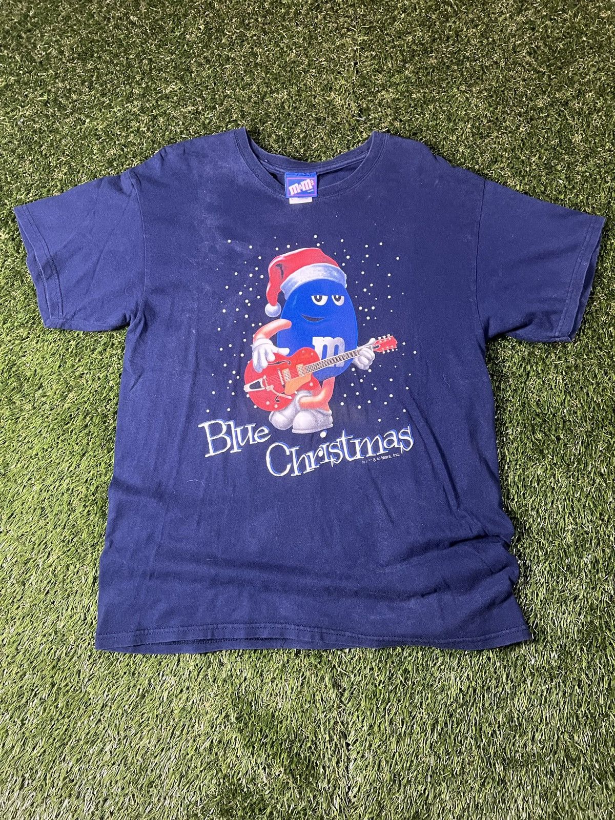 Vintage Vintage 90’s Blue M&M Mars INC Christmas Candy Promo Tee Size US L / EU 52-54 / 3 - 1 Thumbnail