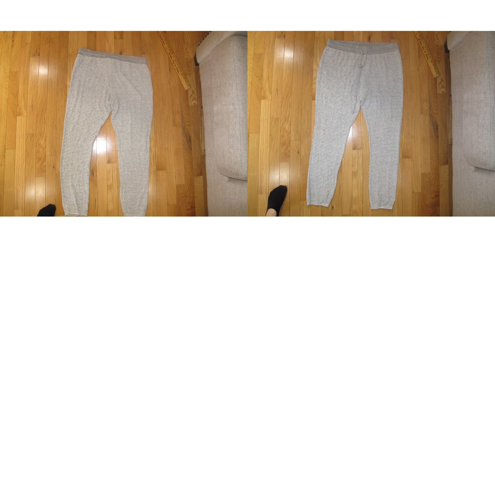 Vintage Free Press SweatPants Women's L Gray White Striped Rayon Comfort Drawstring Sweatpants Regular Skinny Front Size 36" / US 14 / IT 50 - 8 Thumbnail