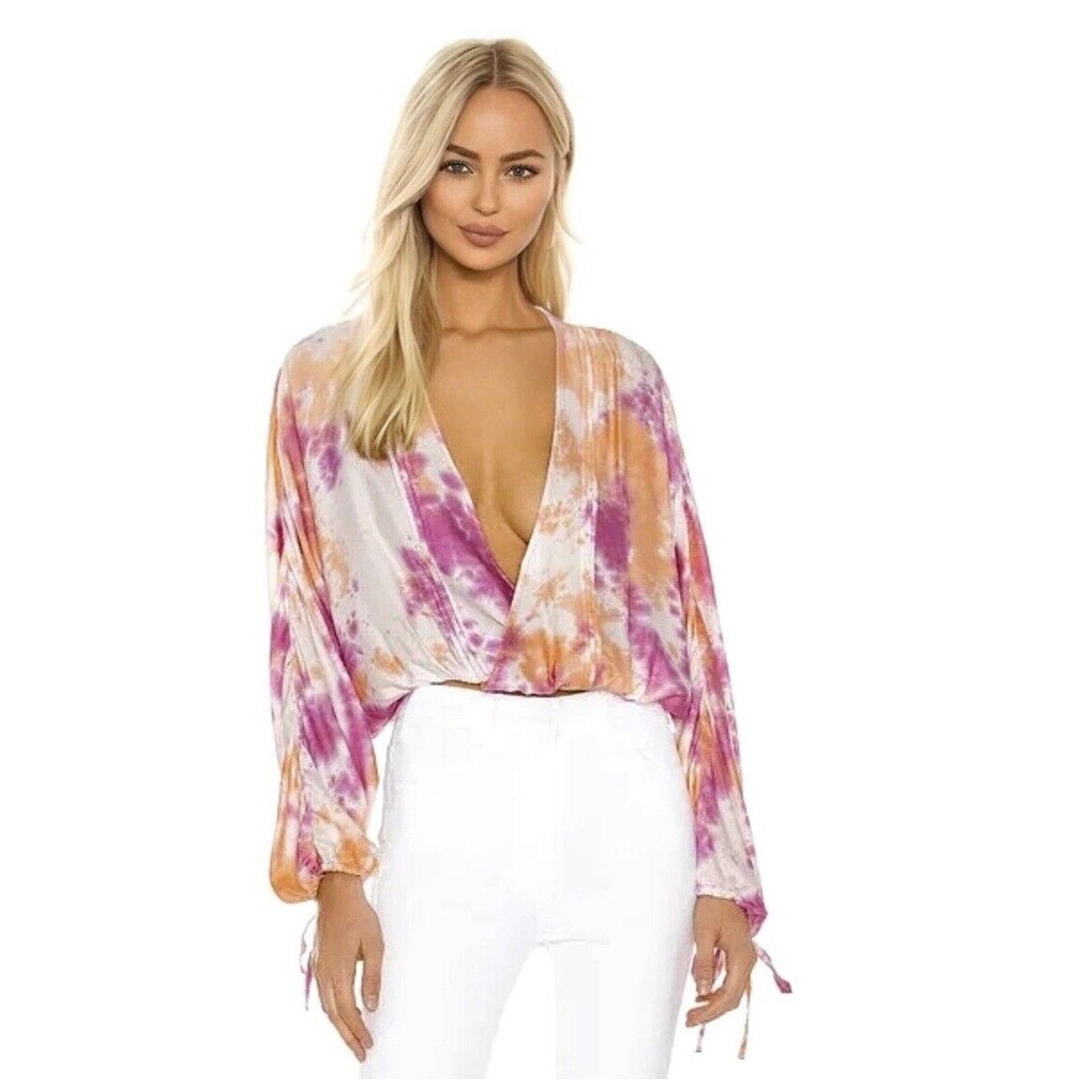 REVOLVE Revolve Tularosa Dolce Pastel Tie Dye Pintuck Top Cuff Tie M Size S / US 4 / IT 40 - 4 Thumbnail