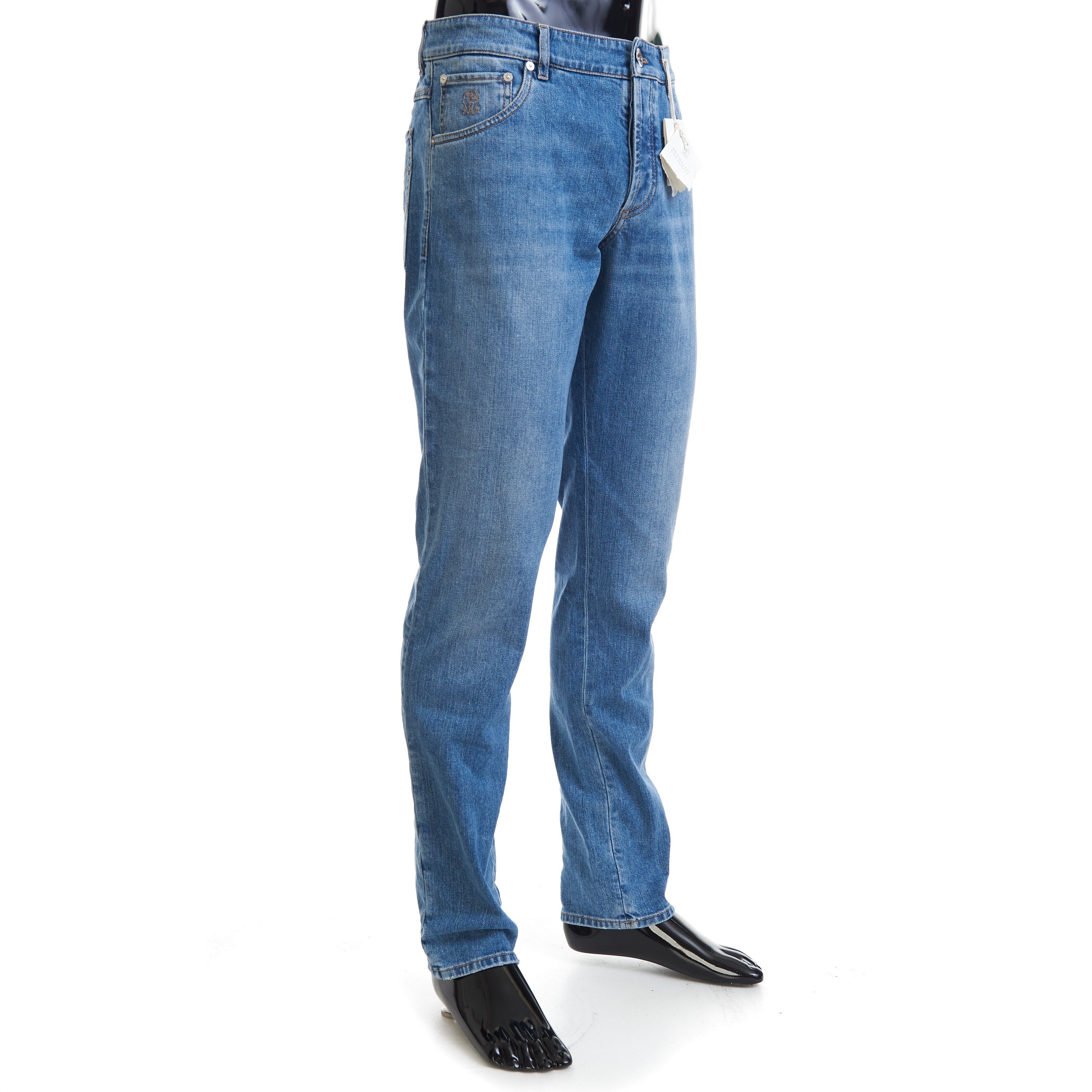 Brunello Cucinelli Slim Fit Five Pocket Jeans Trousers In Light Blue Denim Size US 34 / EU 50 - 3 Thumbnail