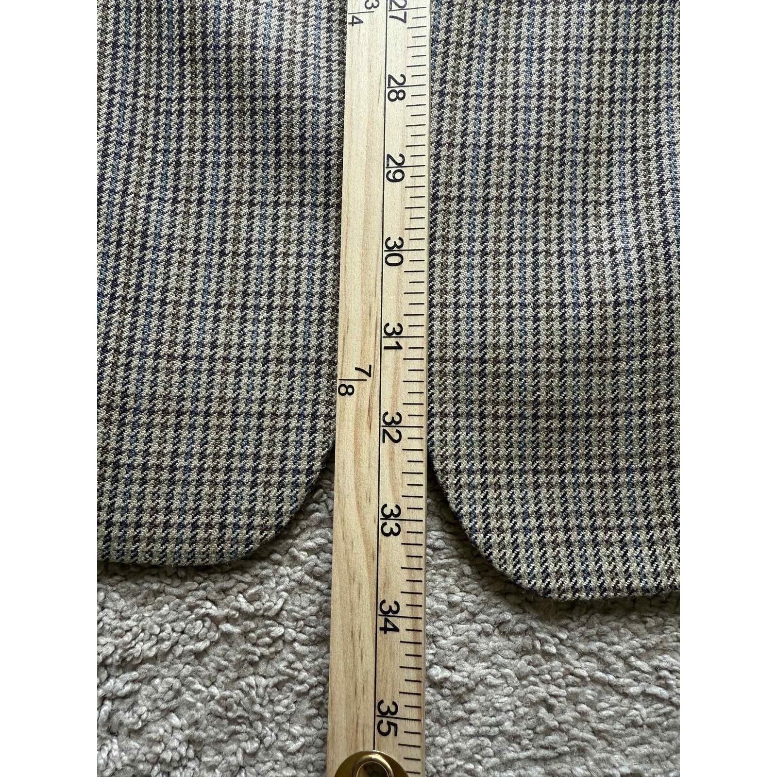 CPS CHAPS Chaps Houndstooth Long Sleeve Notch Lapel Blazer Tan Men 48R Size 48R - 7 Thumbnail