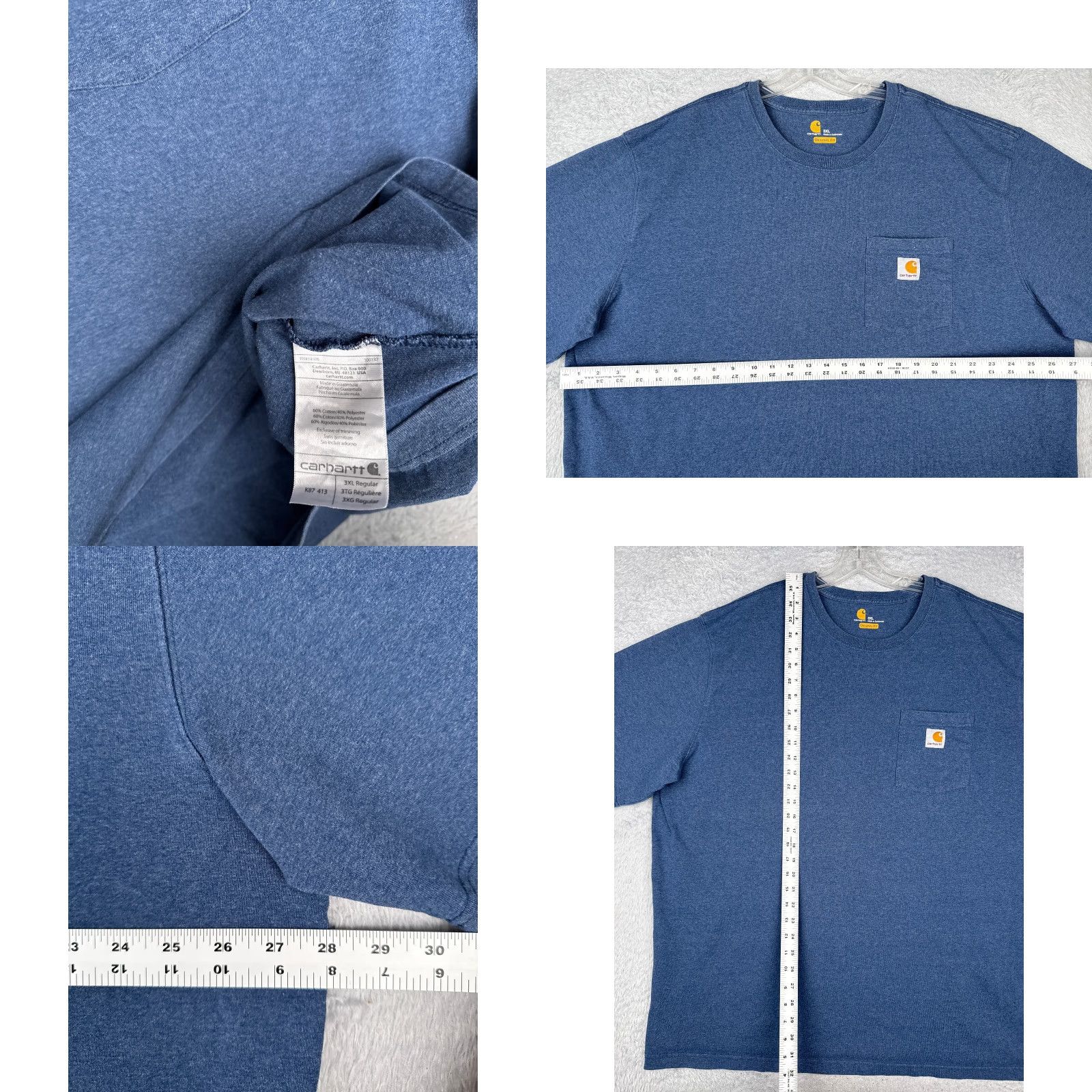 Carhartt Carhartt Men Shirt 3XL Blue Short Sleeve Pocket Crew Neck Cotton Blend T-Shirt Work Modern American Men’s K87 Size US XXL / EU 58 / 5 - 8 Thumbnail