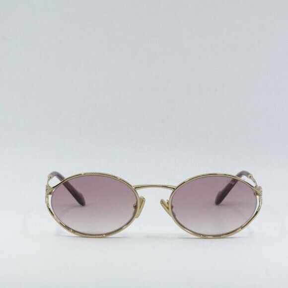 Miu Miu Miu Miu MU52YS 5AK06S Sunglasses Gold Oval Frame Size ONE SIZE - 3 Thumbnail