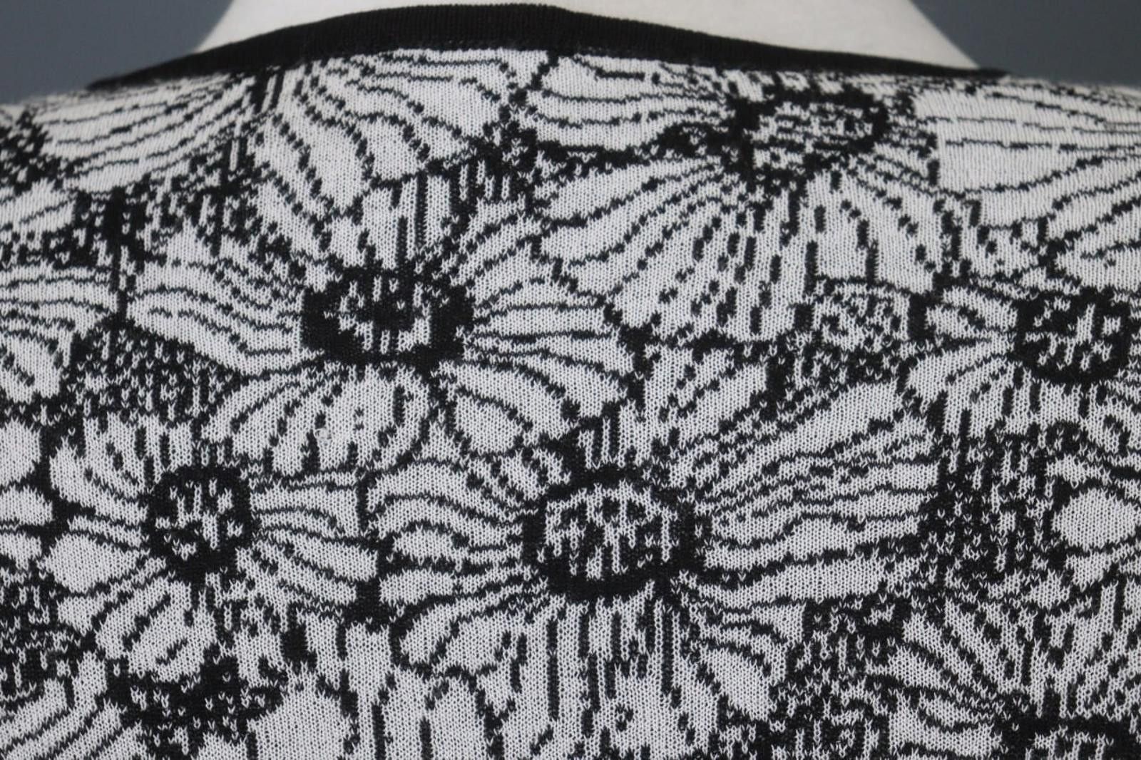 Designer Stizzoli Black White Floral Viscose Knitted Cardigan Size 42 Size M / US 6-8 / IT 42-44 - 12 Thumbnail