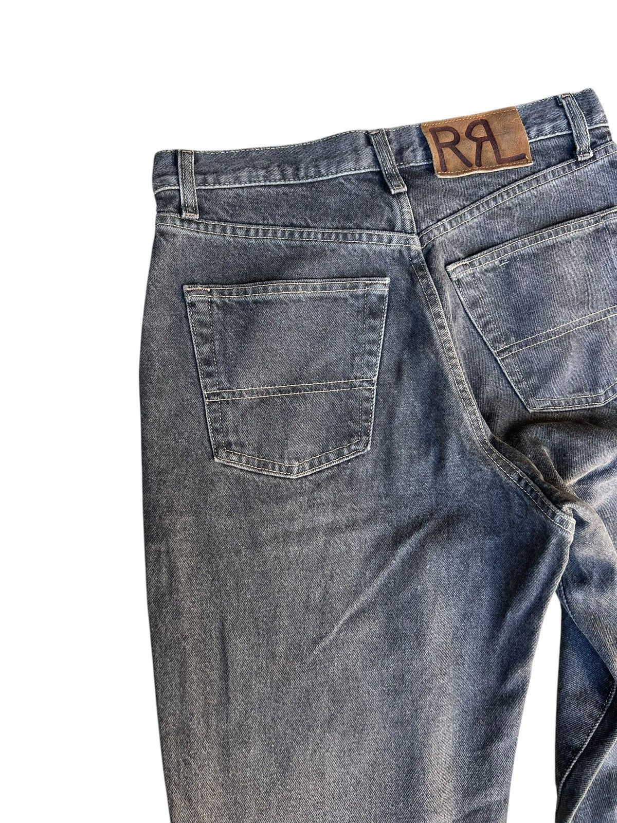 RRL Ralph Lauren × Vintage Vintage 90s RRL Usa Fade Black Stains Denim Baggy Jeans Size US 30 / EU 46 - 17 Thumbnail