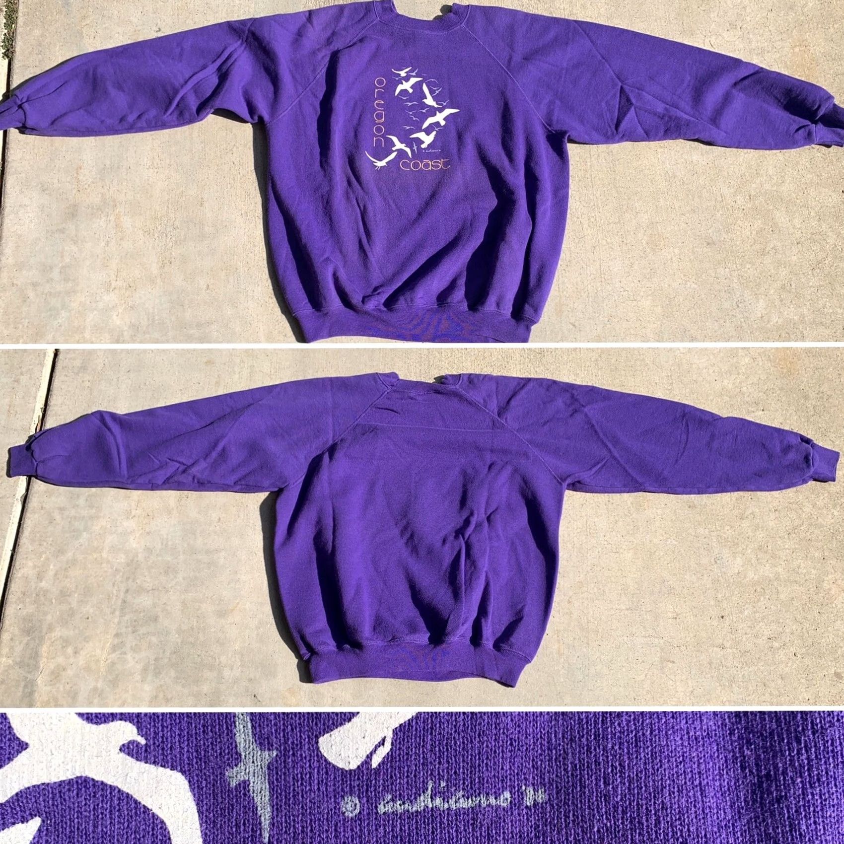 Hanes VINTAGE Hanes Oregon Coast Raglan Sweatshirt Seagull Graphics 80s 1980s Made In USA XL Men Pullover Crew Neck Purple Beach Bird Size US XL / EU 56 / 4 - 6 Thumbnail