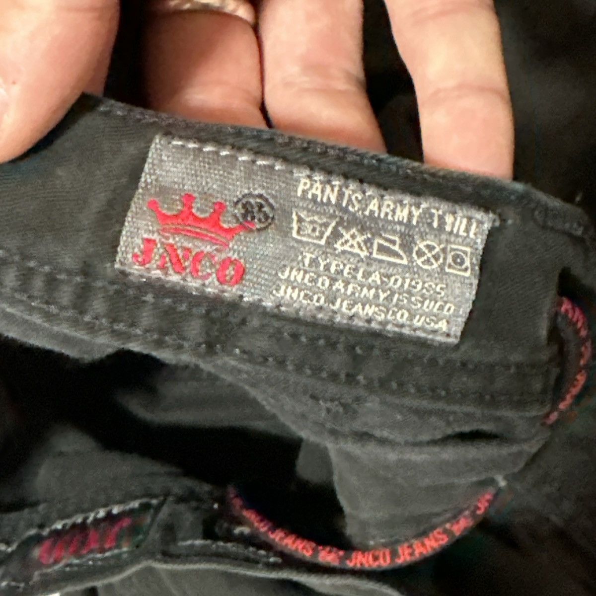 JNCO JNCO Black Commando Crown Cargo Pants Vintage Size Y2K Size US 33 - 4 Thumbnail