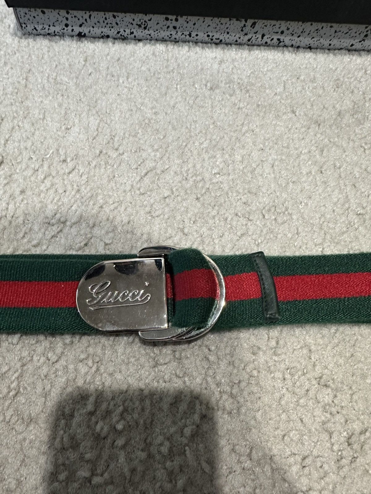 Gucci Gucci Logo Engraved Web Signature Buckle Belt Size 34 - 4 Thumbnail