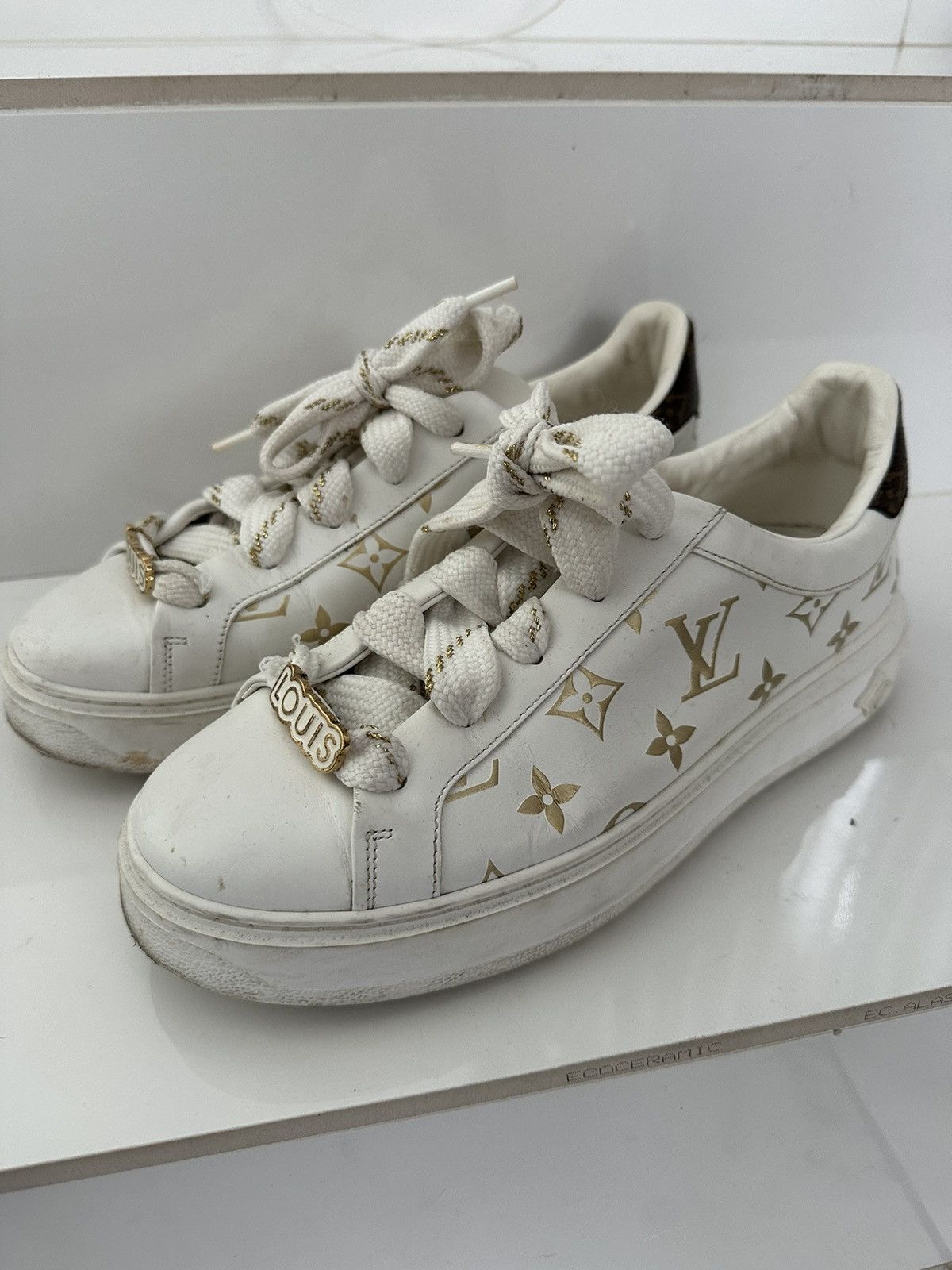 image of Louis Vuitton Time Out Sneaker in White, Women's (Size 9)