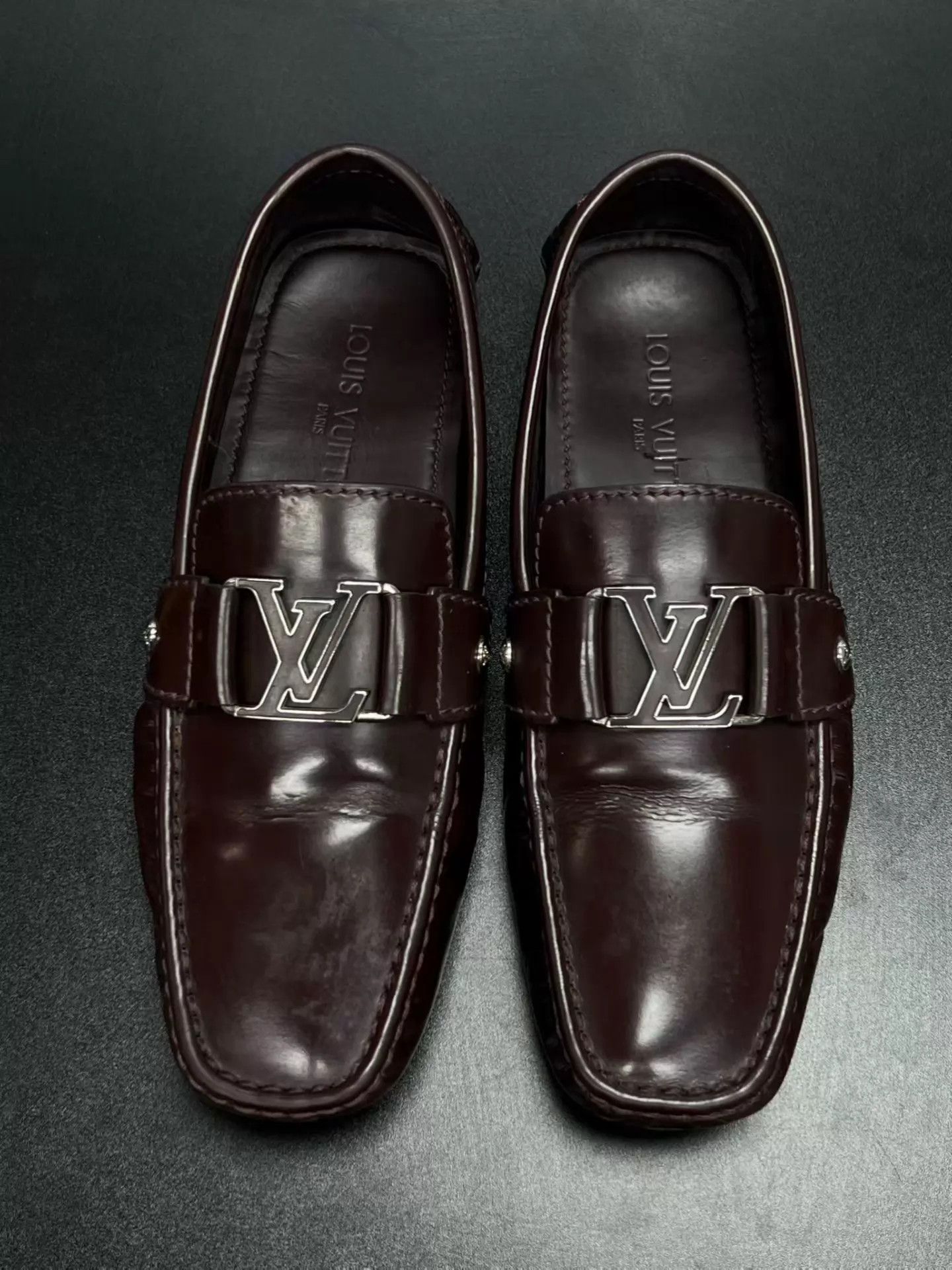 Louis Vuitton LV Metallic Logo Brown Leather Loafers 41 EU Size US 8 / EU 41 - 3 Thumbnail
