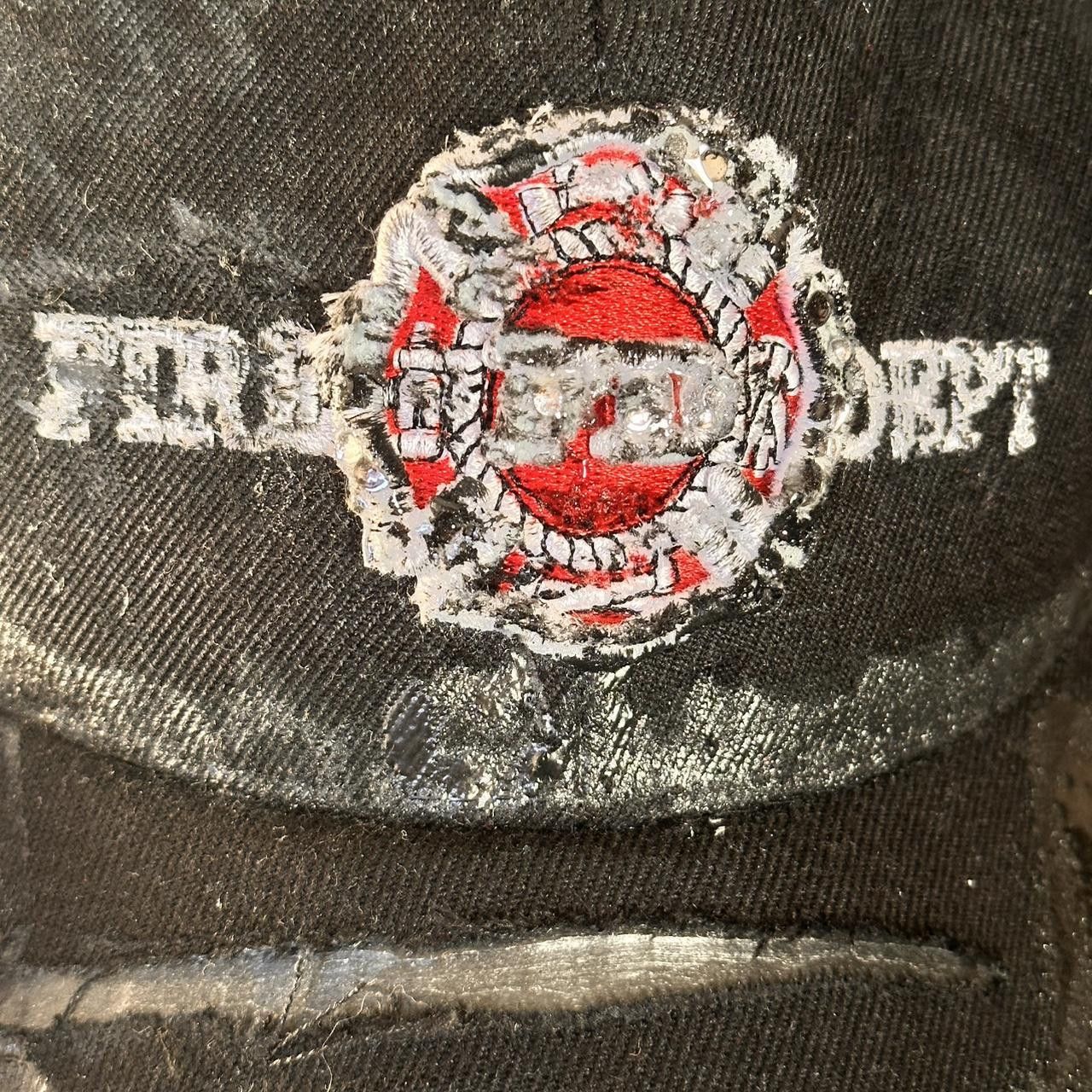 Vintage ASTROBOI* 'Fire Dept.' Black Distressed Rhinestone Hat Size ONE SIZE - 7 Thumbnail