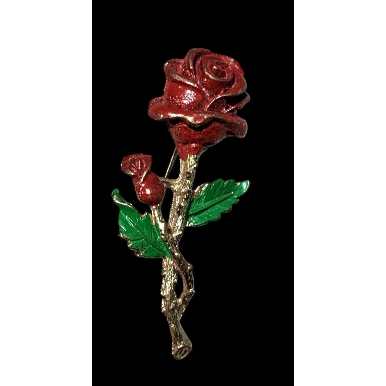 Other Vintage Red And Gold Enamel Rose Brooch Size ONE SIZE - 1 Thumbnail