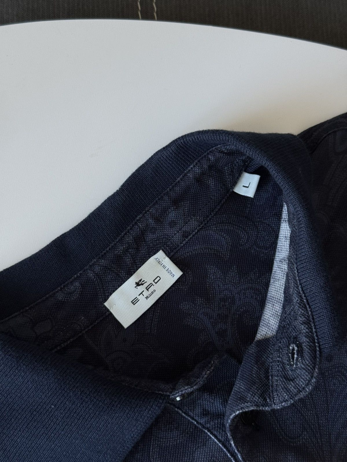 Etro Etro Milano Paisley Polo Shirt Navy Blue Cotton Short Sleeve Size US L / EU 52-54 / 3 - 11 Thumbnail