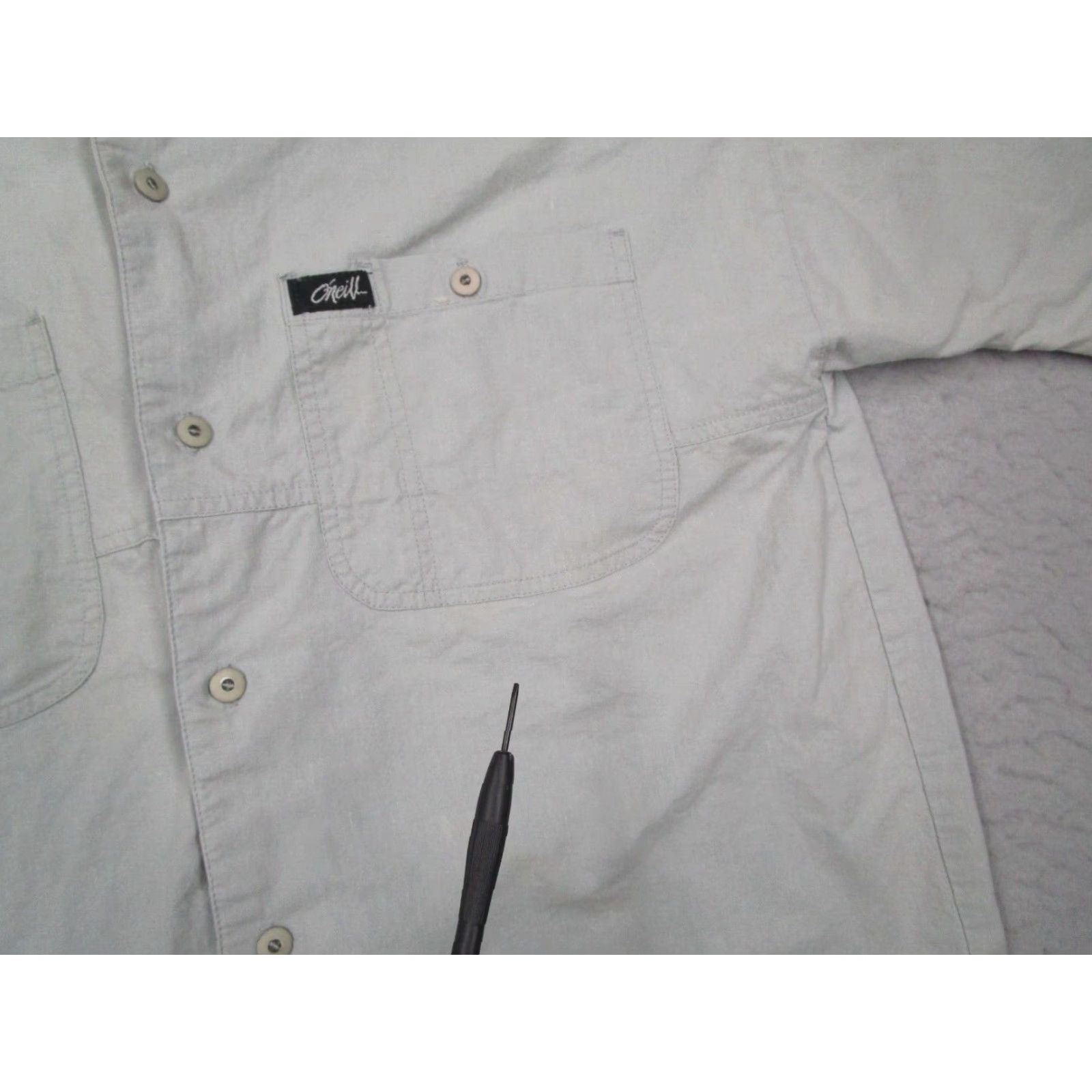 O'Neill O'Neill Vintage Gray Short Sleeve Button Up Shirt Mens Large Cotton Size US L / EU 52-54 / 3 - 6 Thumbnail