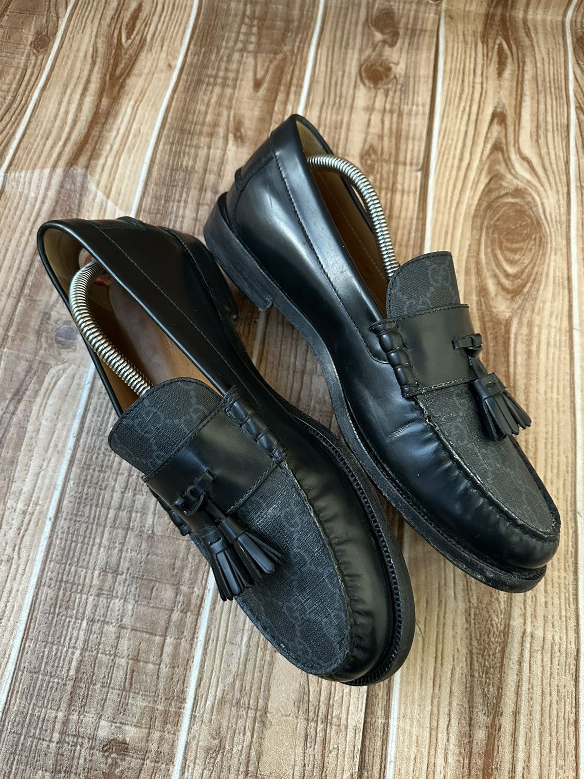 Gucci Gucci GG Logo Black Tassel Leather Loafers Size US 9.5 / EU 42-43 - 9 Thumbnail