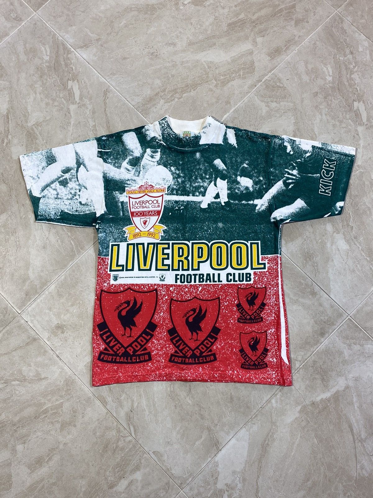 Band Tees × Vintage Vintage 1992 liverpool 100 years of glory all over print tee Size US M / EU 48-50 / 2 - 4 Thumbnail