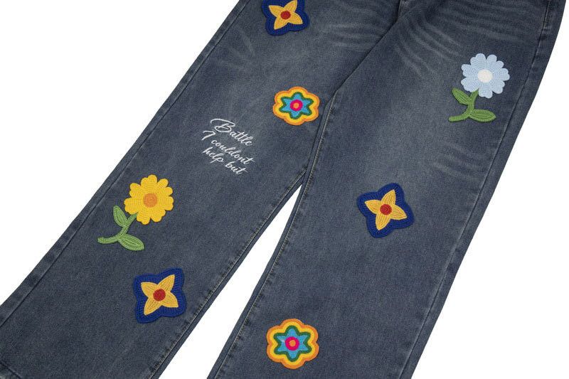 Jean American vintage men's floral embroidered loose jeans Size US 32 / EU 48 - 5 Thumbnail