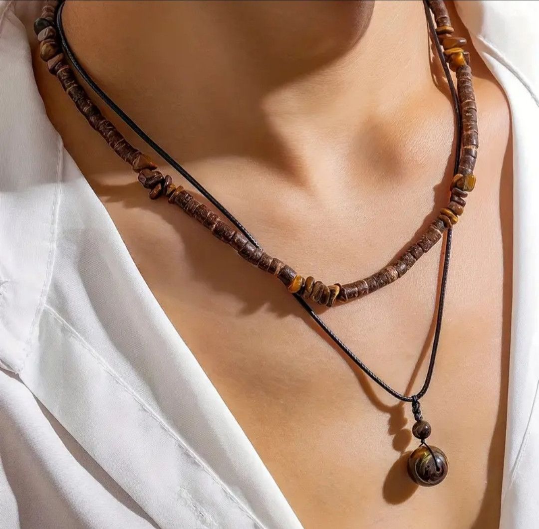 Japanese Brand Double Wood Pine Stone Necklace Size ONE SIZE - 1 Thumbnail