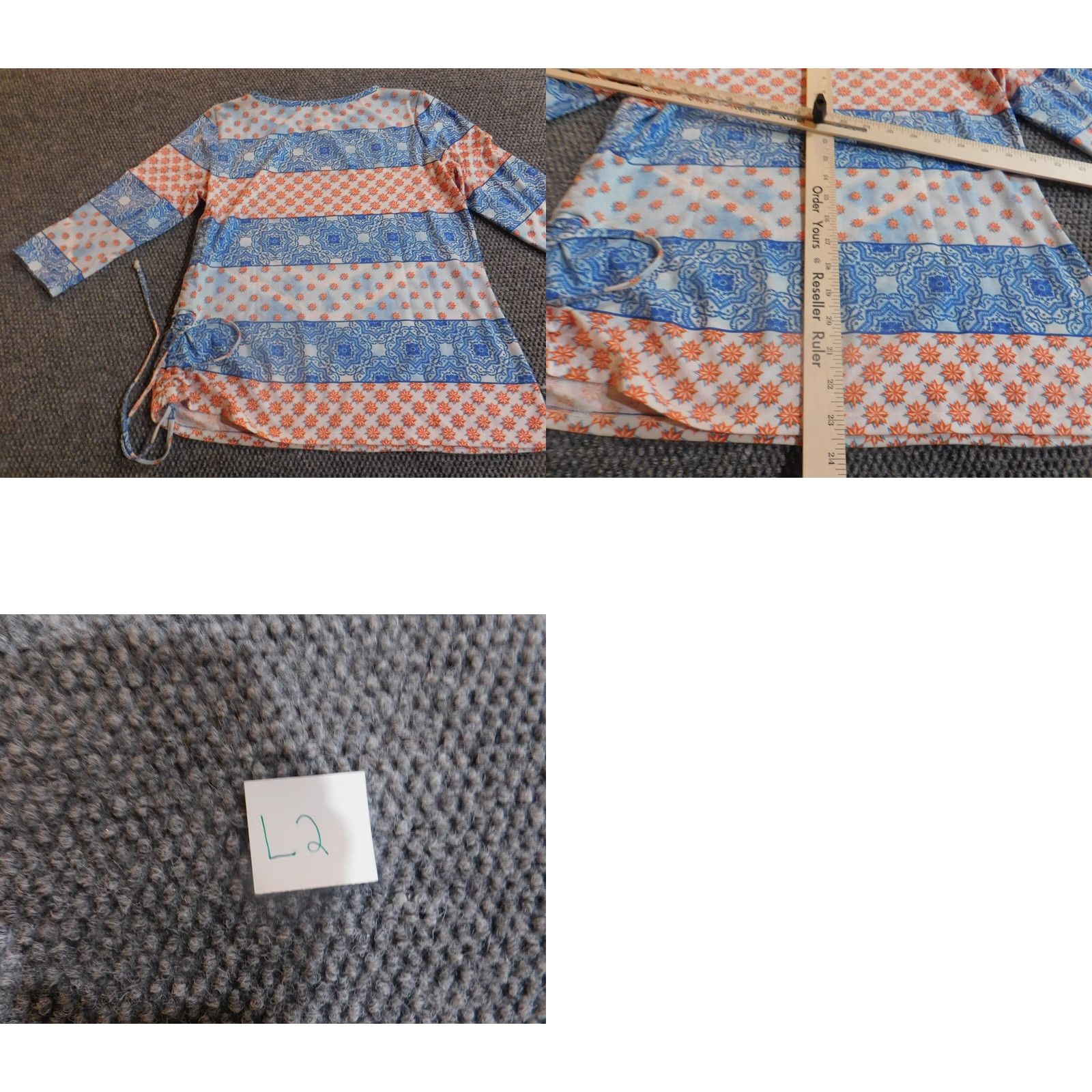 Vintage Hearts of Palm Blouse Womens M Blue Striped Crew Neck Pullover Long Sleeve Polyester Ruffle Casual Regular Vintage No Size M / US 6-8 / IT 42-44 - 8 Thumbnail