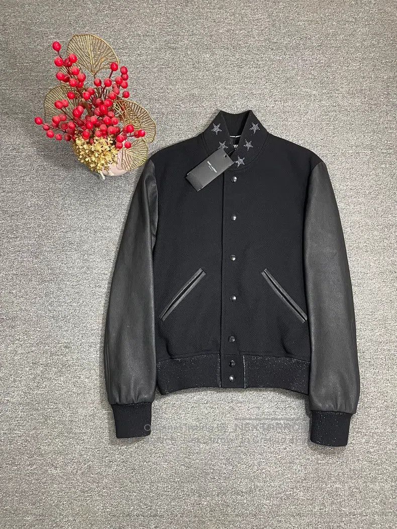 Saint Laurent Paris Saint Laurent Paris Black Leather and Sequin Starry Sparkl Size US S / EU 44-46 / 1 - 1 Thumbnail