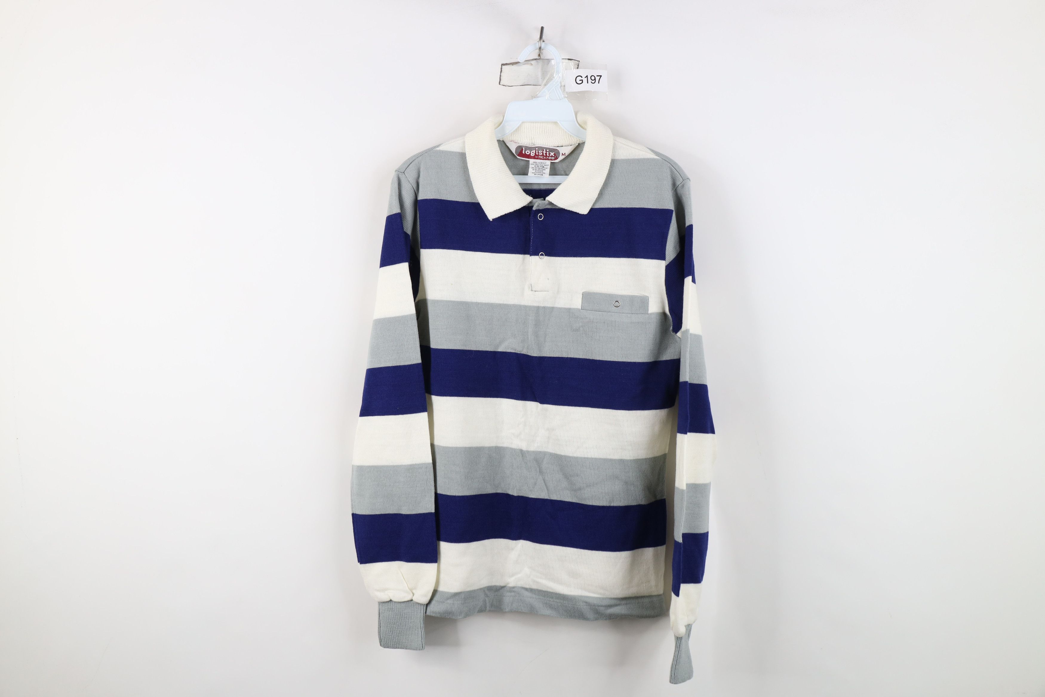 Vintage Vintage 70s Streetwear Block Knit Collared Polo Sweater Size US M / EU 48-50 / 2 - 1 Thumbnail