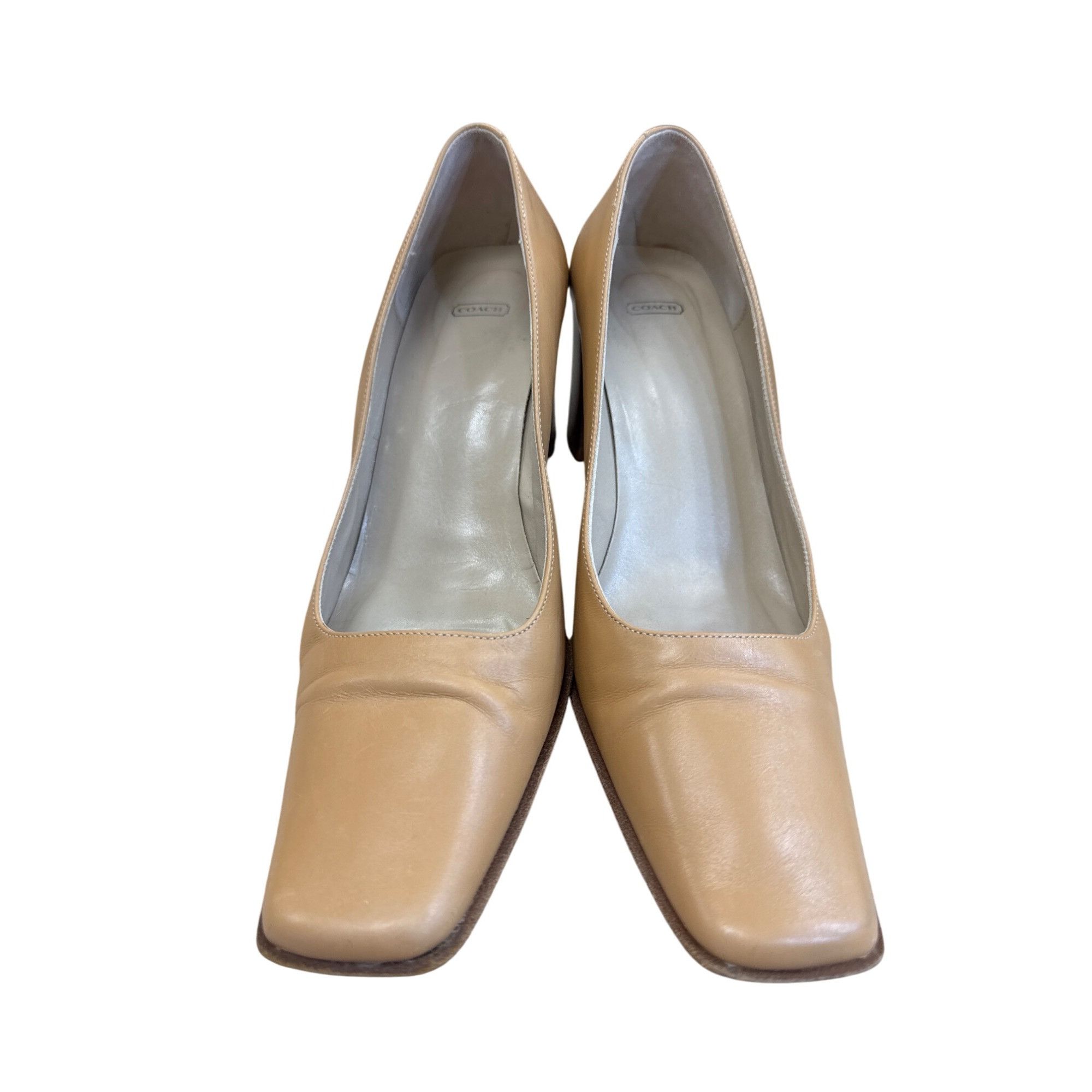 Coach Coach Malorie womens Vintage Tan Leather Square heels pumps Size US 8 / IT 38 - 3 Thumbnail