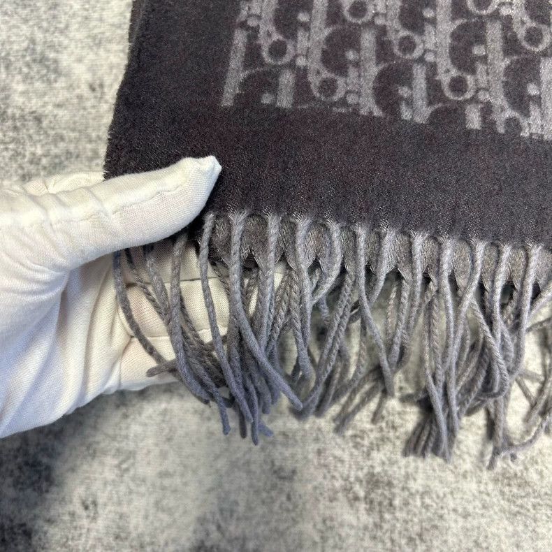 Dior Dior Gray logo jacquard full print mulberry silk tassel sc Size ONE SIZE - 3 Thumbnail