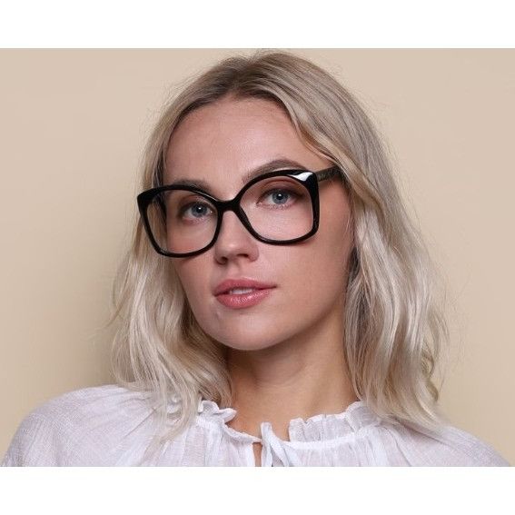 Max Mara Max Mara MM5029 001 Eyeglasses Black 57mm Square Frame Size ONE SIZE - 3 Thumbnail