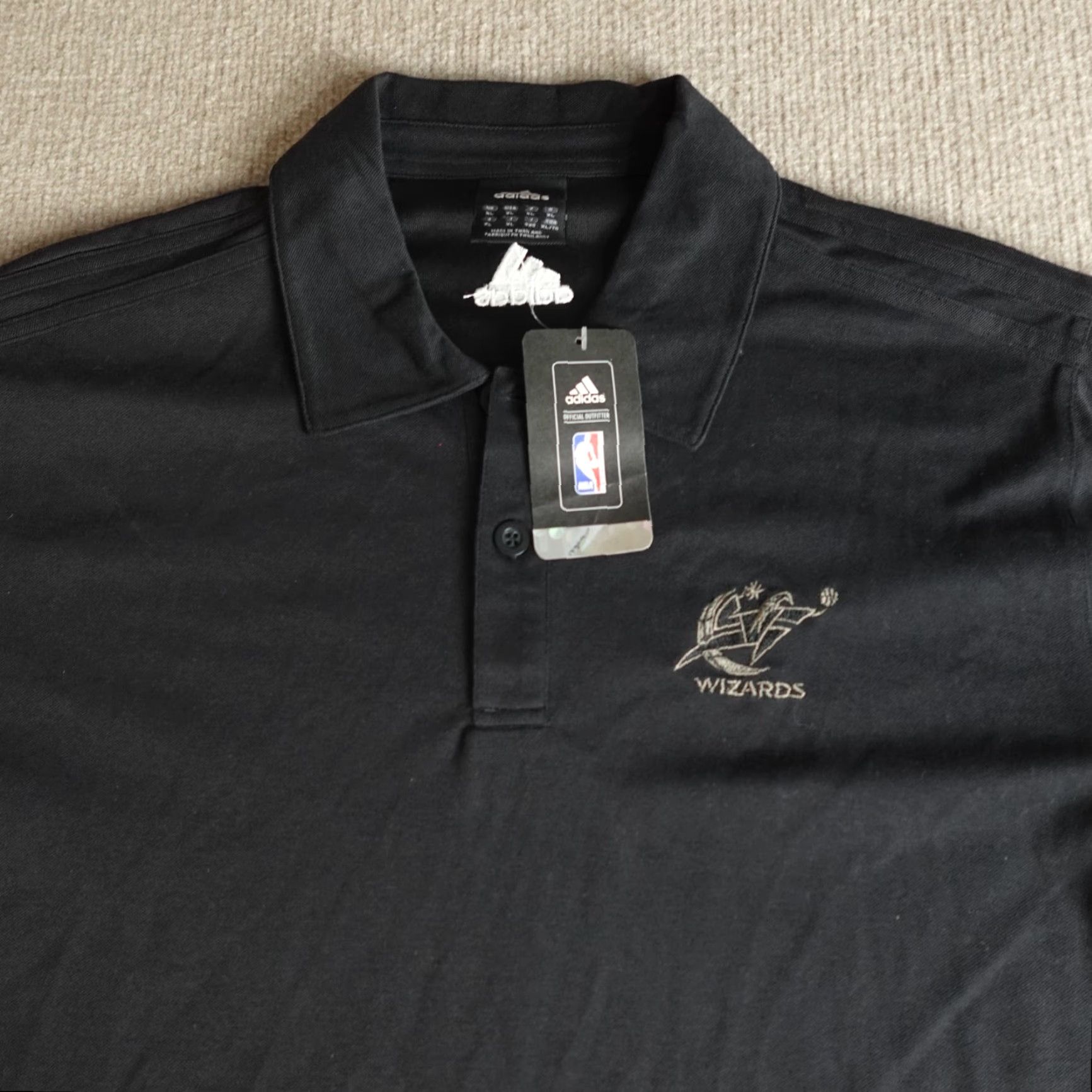 Adidas Washington Wizards Polo Shirt XL Black Solid Embroidered adidas Men Polo Shirt 2010 NEW Size US XL / EU 56 / 4 - 2 Thumbnail