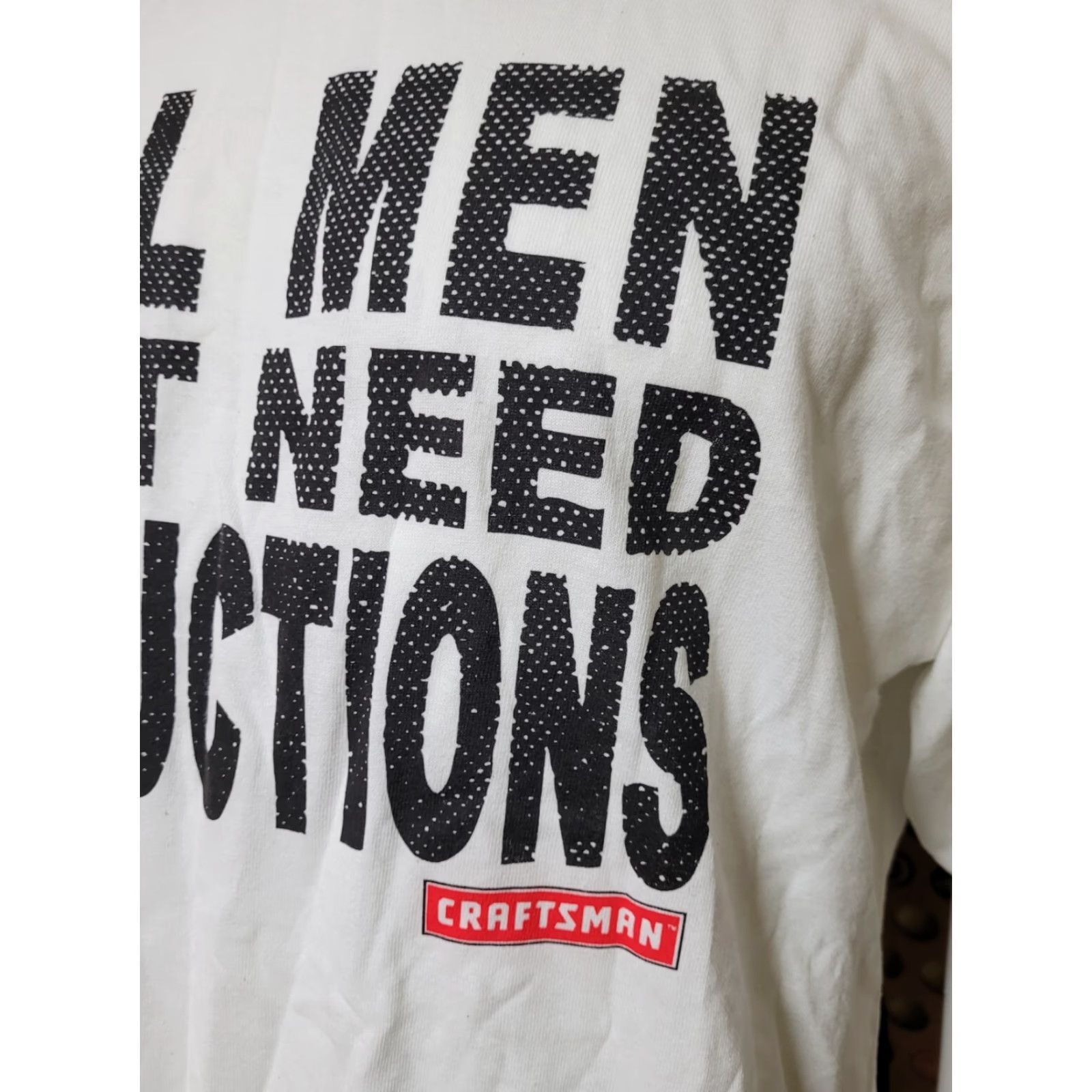 Vintage Craftsman Tools Real Men Don't Need Instructions T Shirt XL Dad DIY Funny Shirt Mens White Short Sleeve Cotton Graphic Tee Size US XL / EU 56 / 4 - 2 Thumbnail