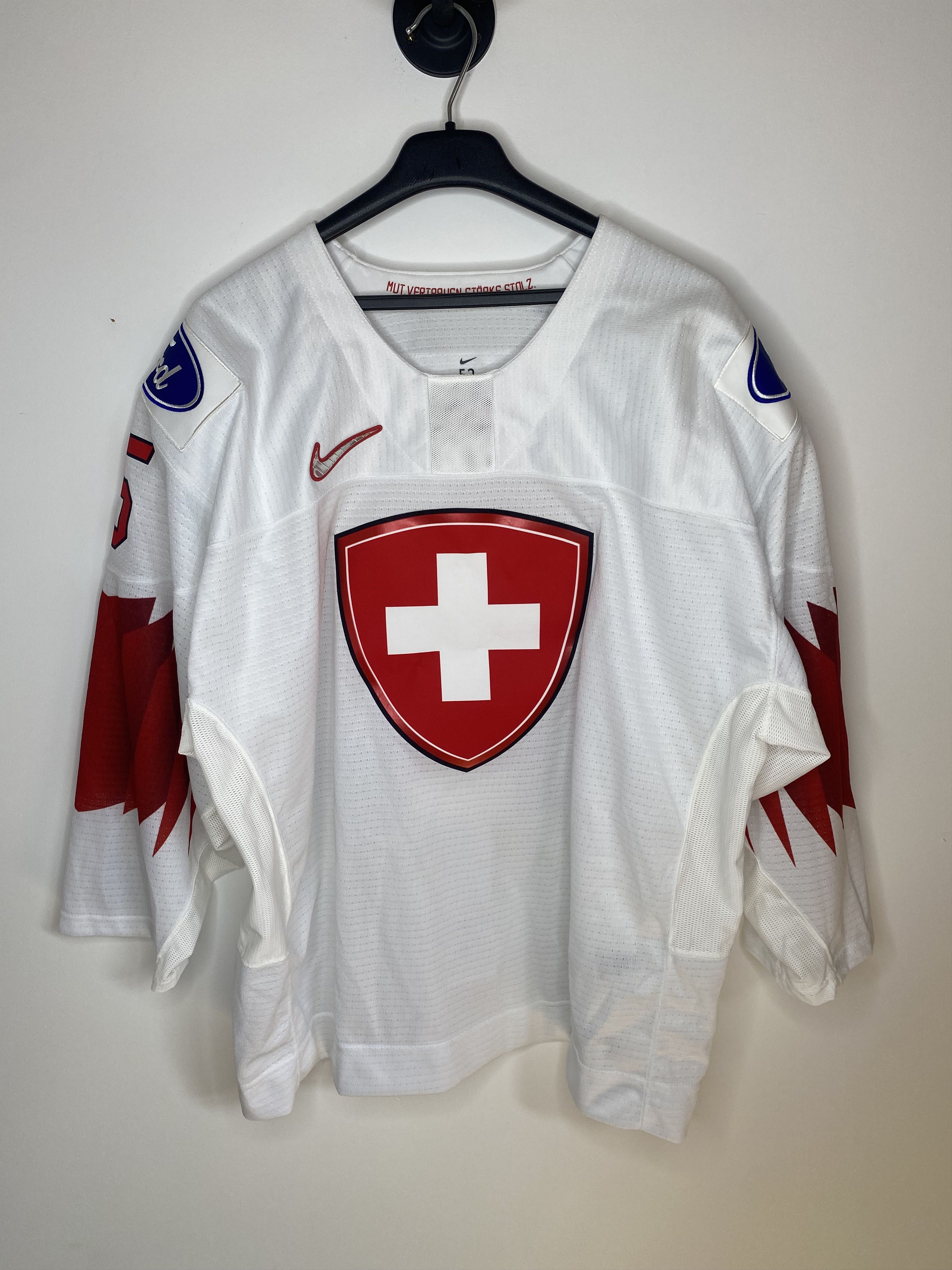 Nike #5 SWITZERLAND TEAM 2022 MATCH WORN ICE HOCKEY JERSEY SHIRT Size US L / EU 52-54 / 3 - 1 Thumbnail