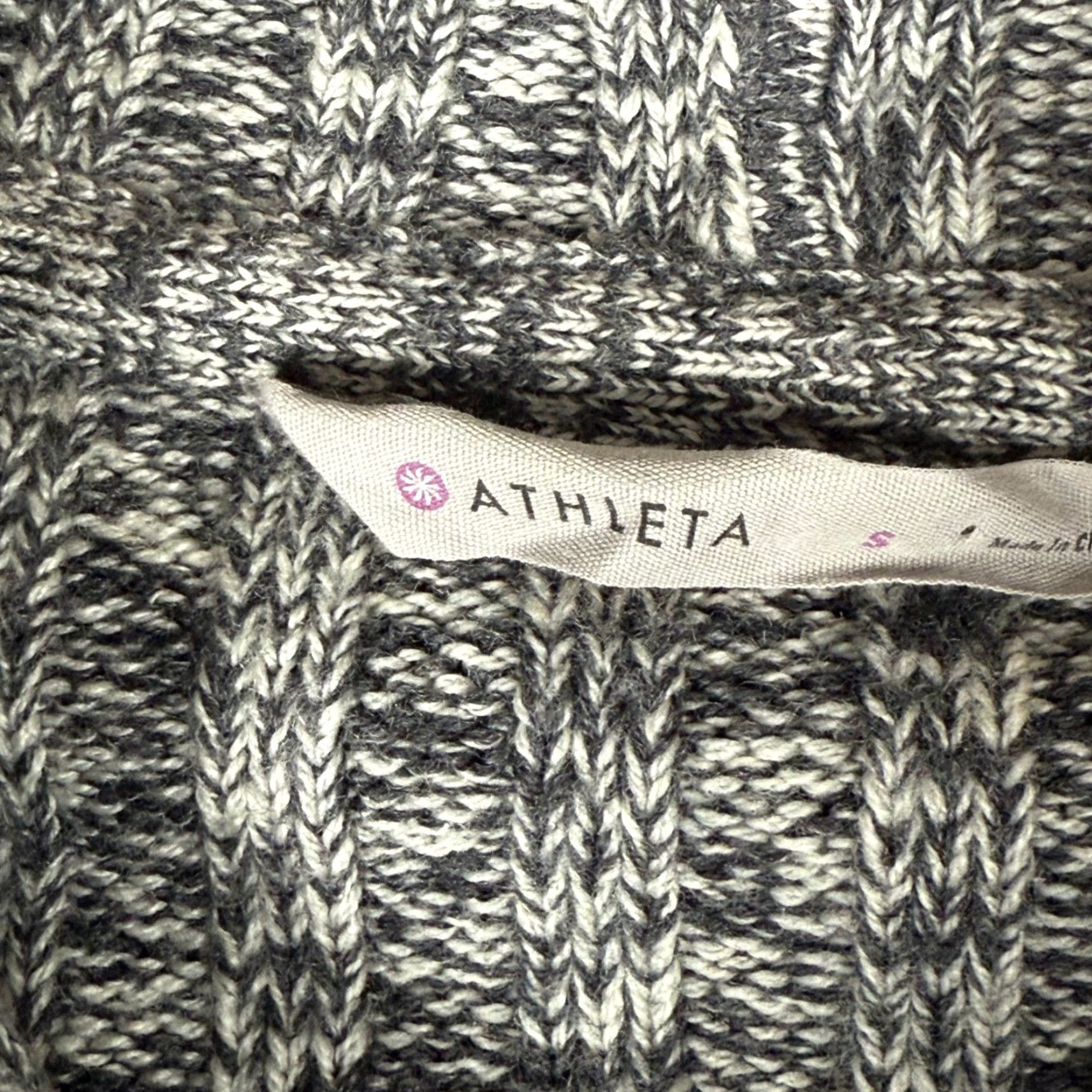 Athleta Athleta Cardigan Sweater Womens Small Open Front Marled Knit Merino Wool Blend Black Geometric Size S / US 4 / IT 40 - 3 Thumbnail