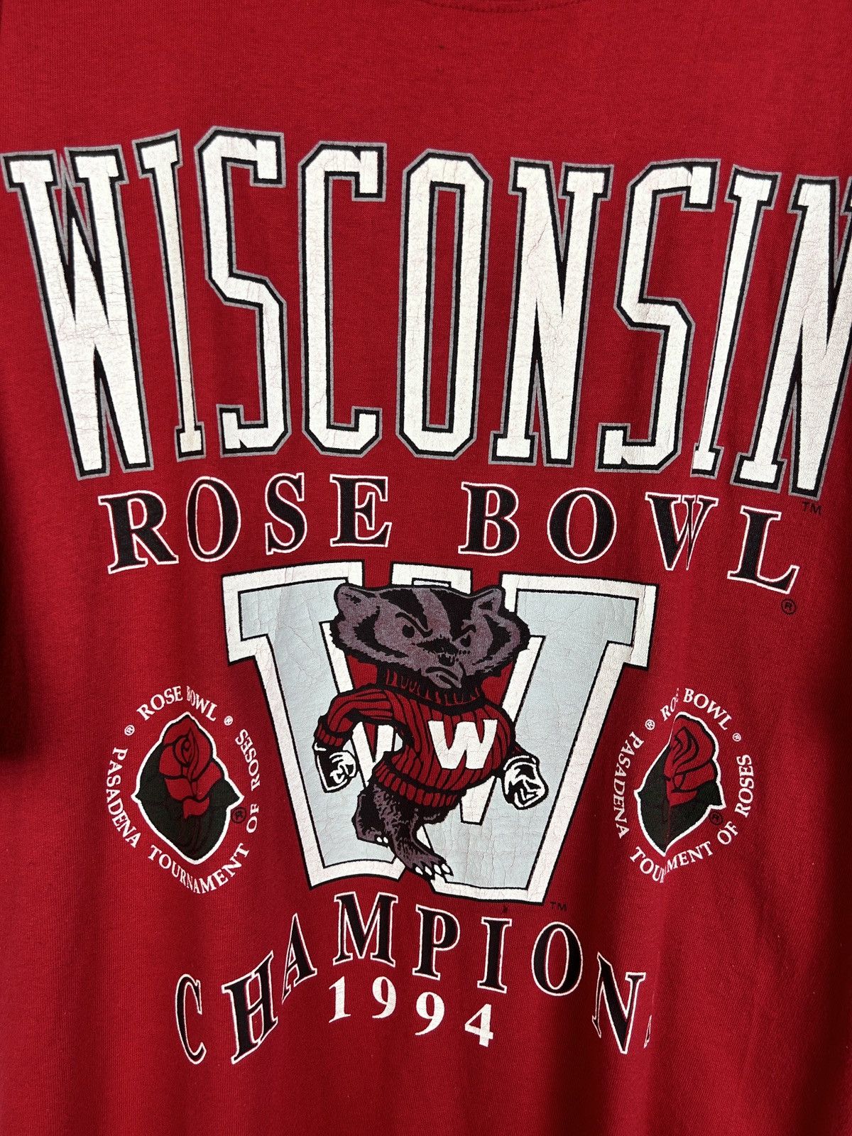 NFL 90s Rose Bown Wisconsin Badgers 1994 Champions T-Shirt Red L Size US L / EU 52-54 / 3 - 2 Thumbnail