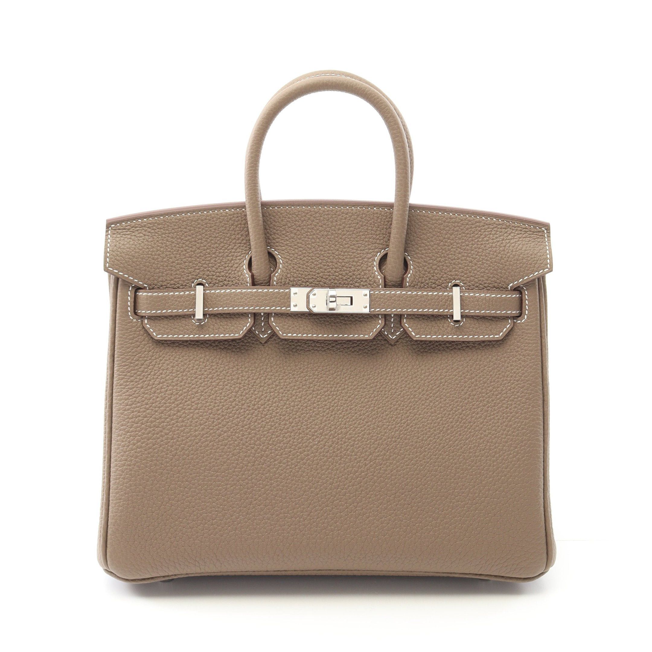 Hermes Hermes Birkin 25 Etoupe Handbag Togo Gray Brown Silver Hardware Double Engraved Size ONE SIZE - 1 Thumbnail