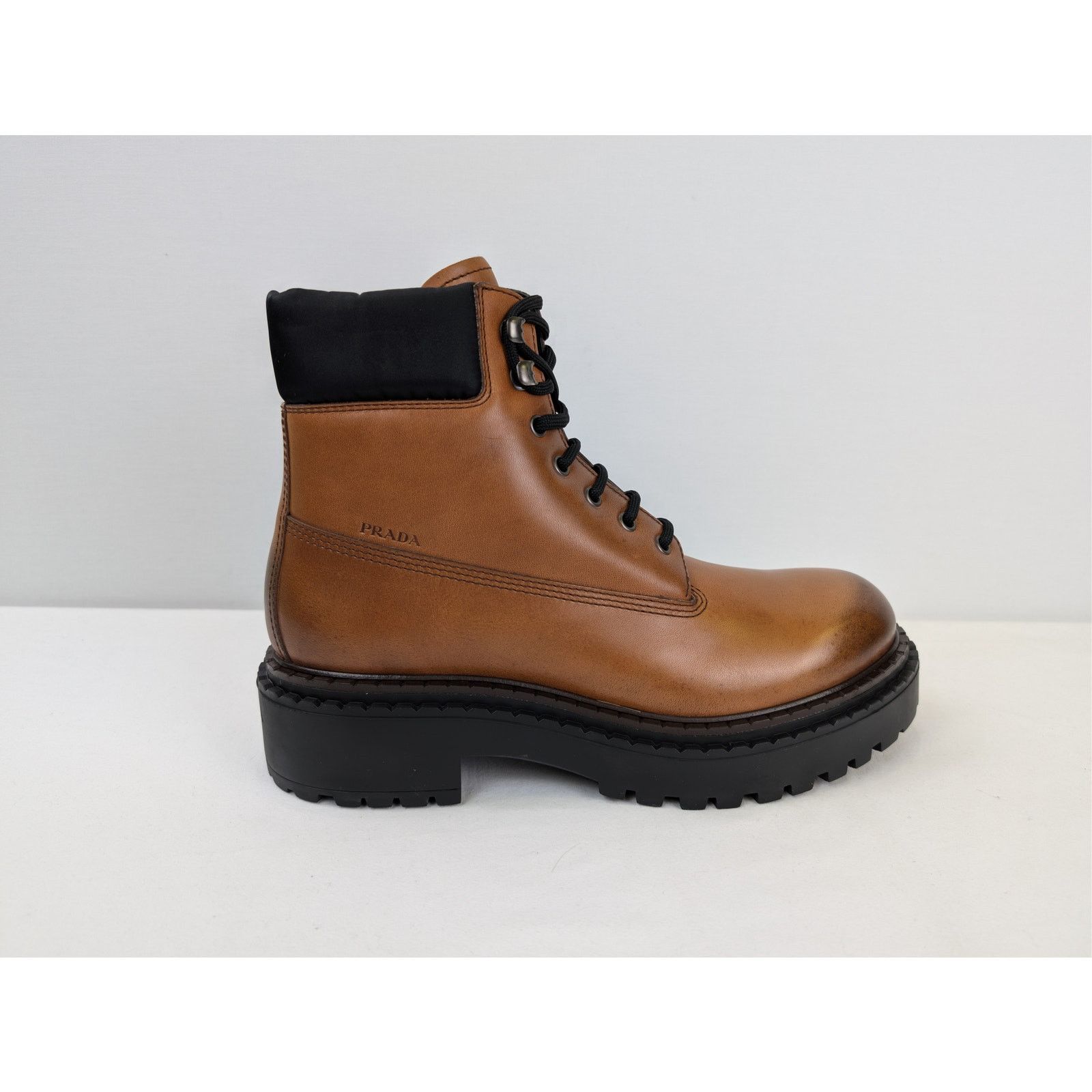 Prada o1rshd1 leather and recycled nylon ankle boots in Cognac Size US 11.5 / EU 44-45 - 4 Thumbnail