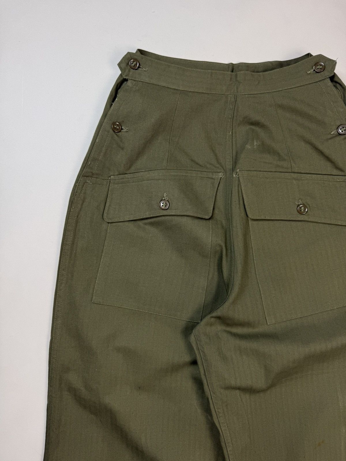 Vintage Original WW2 US Army Corps HBT Herringbone Twill Slack Pants Size 27" / US 4 / IT 40 - 6 Thumbnail